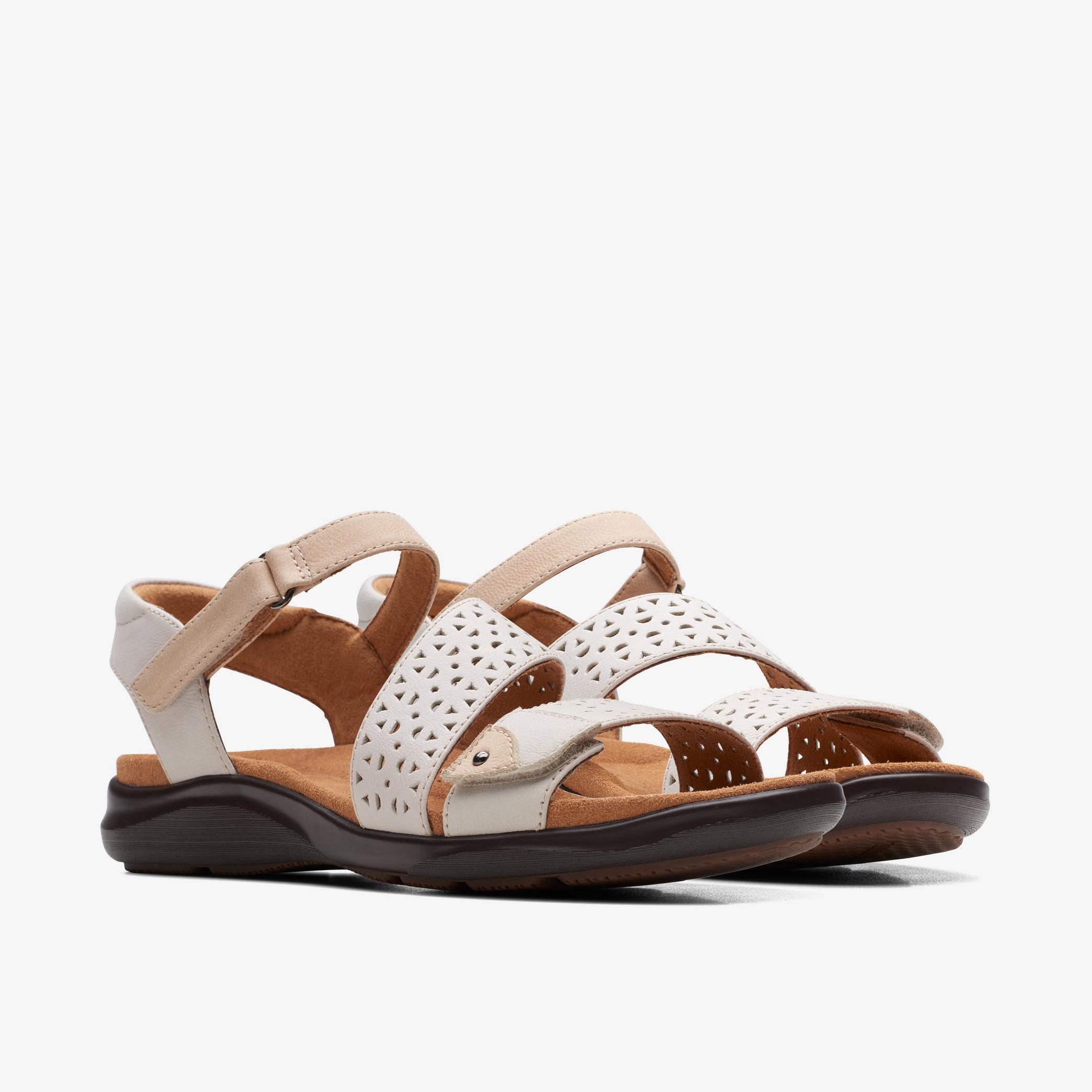 Kitly Way White Leather Flat Sandals, view 4 of 6