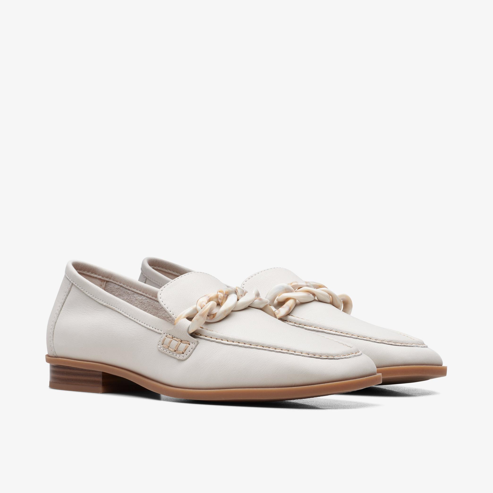 Sarafyna Iris White Leather Loafers, view 4 of 9