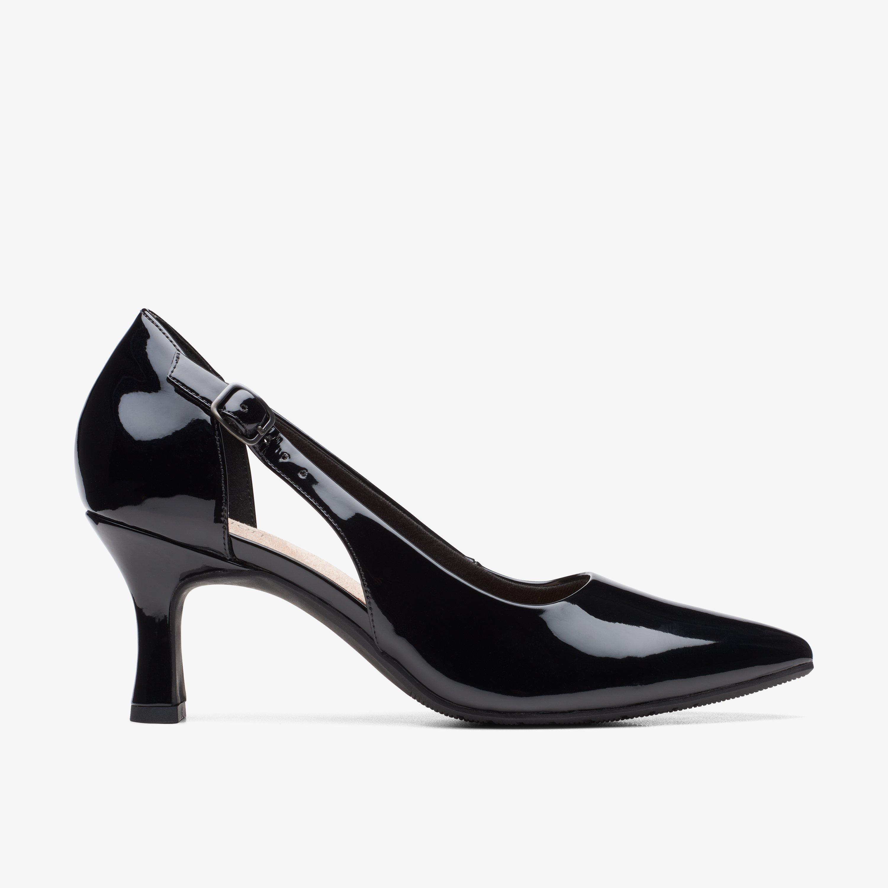 Clarks black patent discount heels