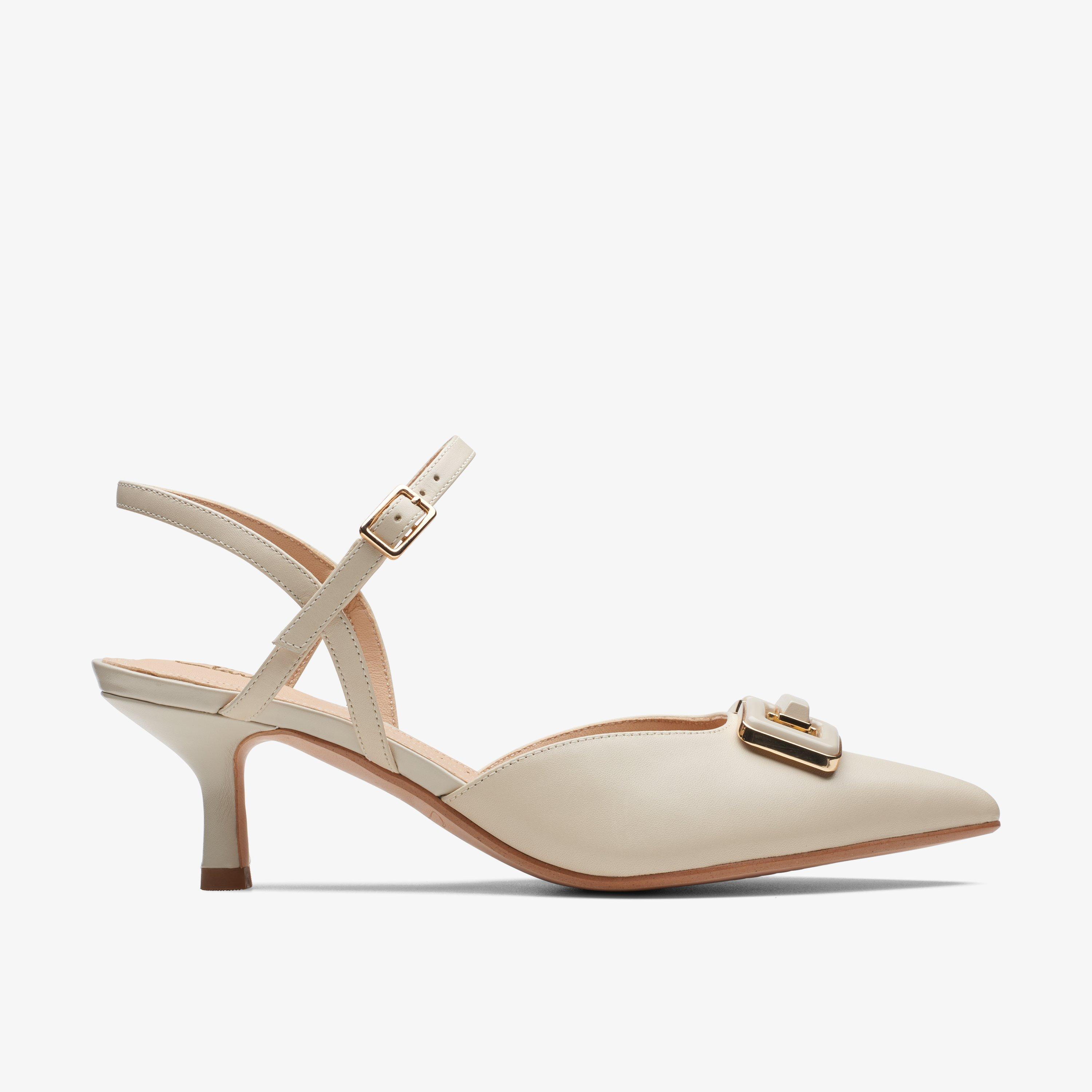 Womens Violet55 Strap Ivory Leather Court Heels | Clarks UK