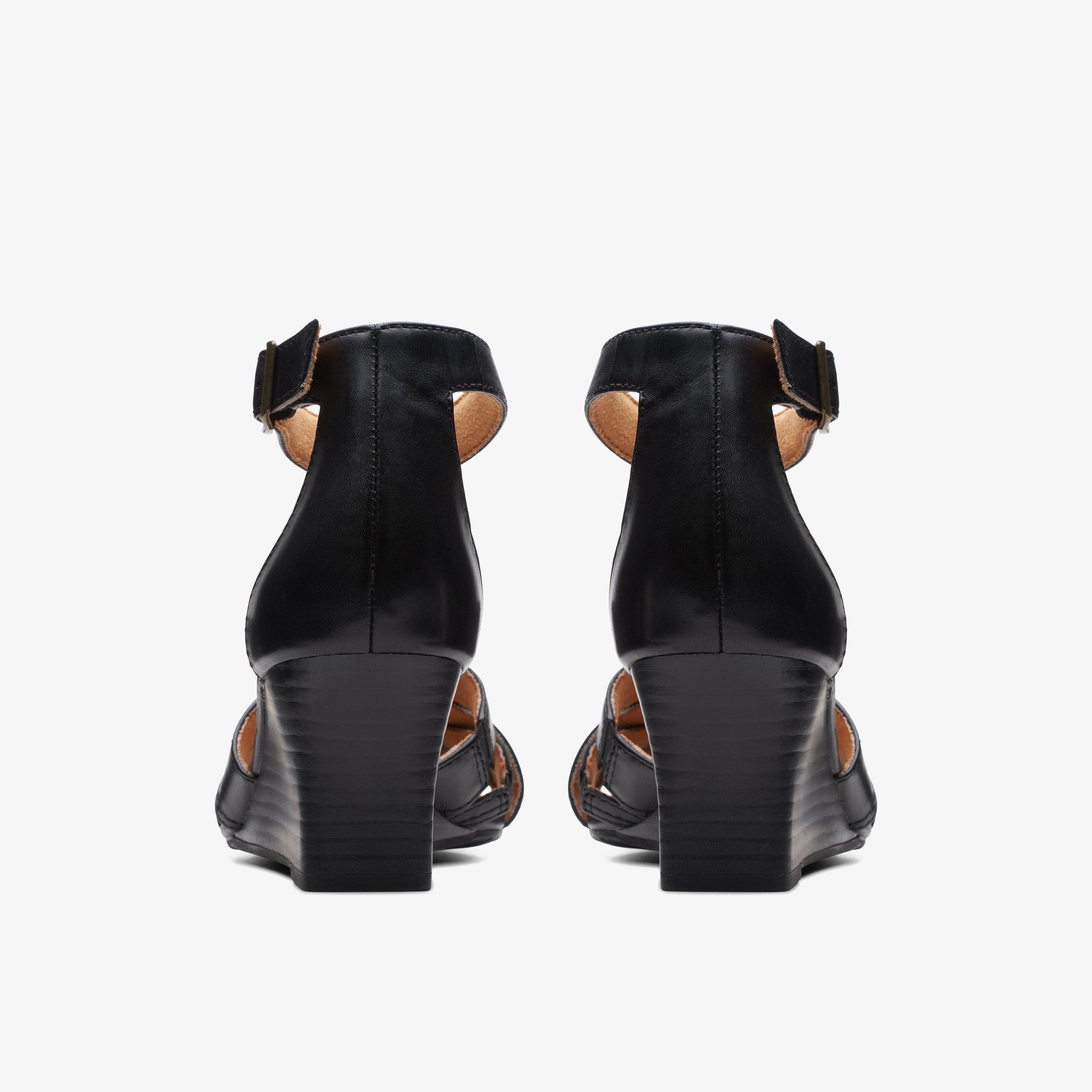 Cielo Charm Black Leather Wedges, view 5 of 6