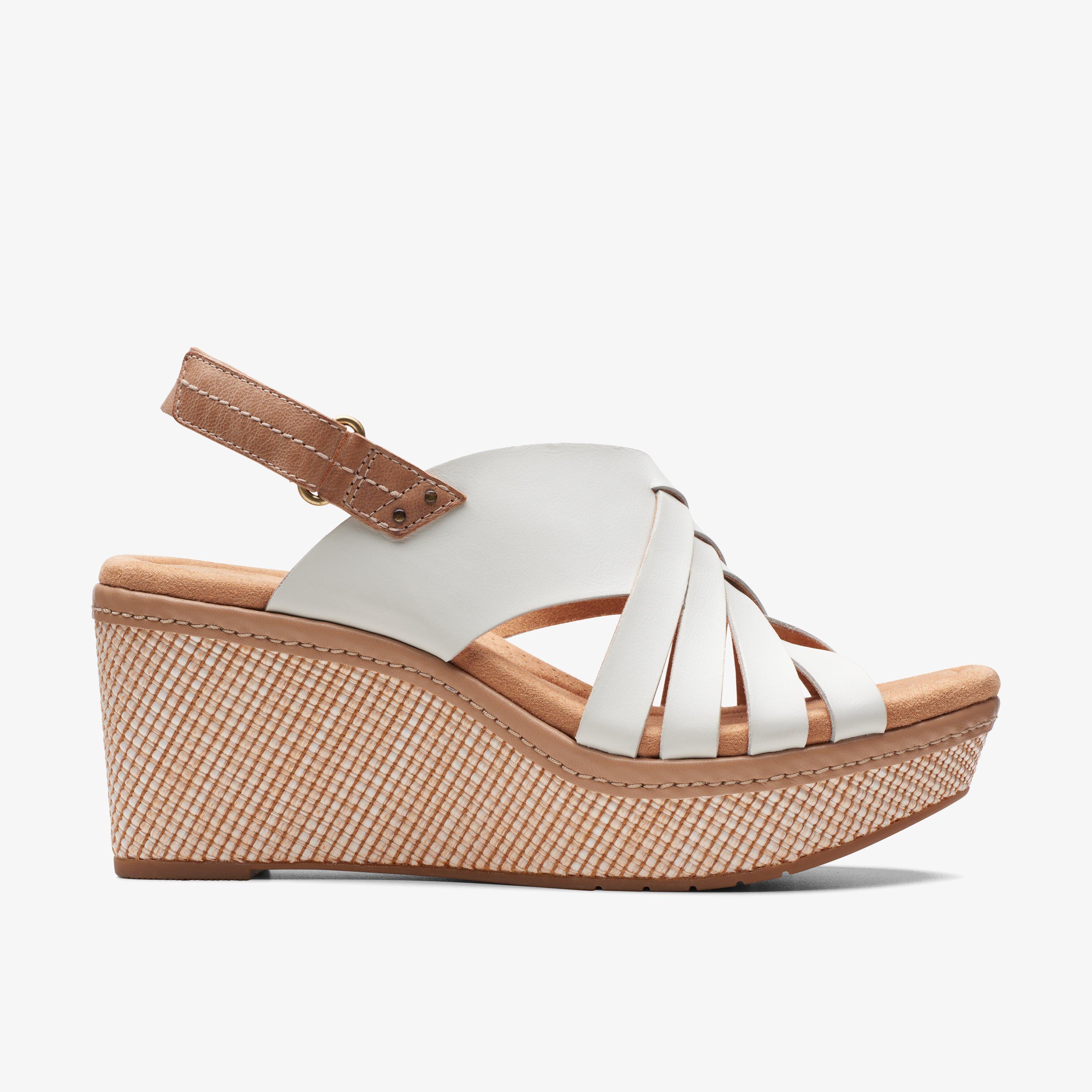 Clarks white hotsell wedge sandals