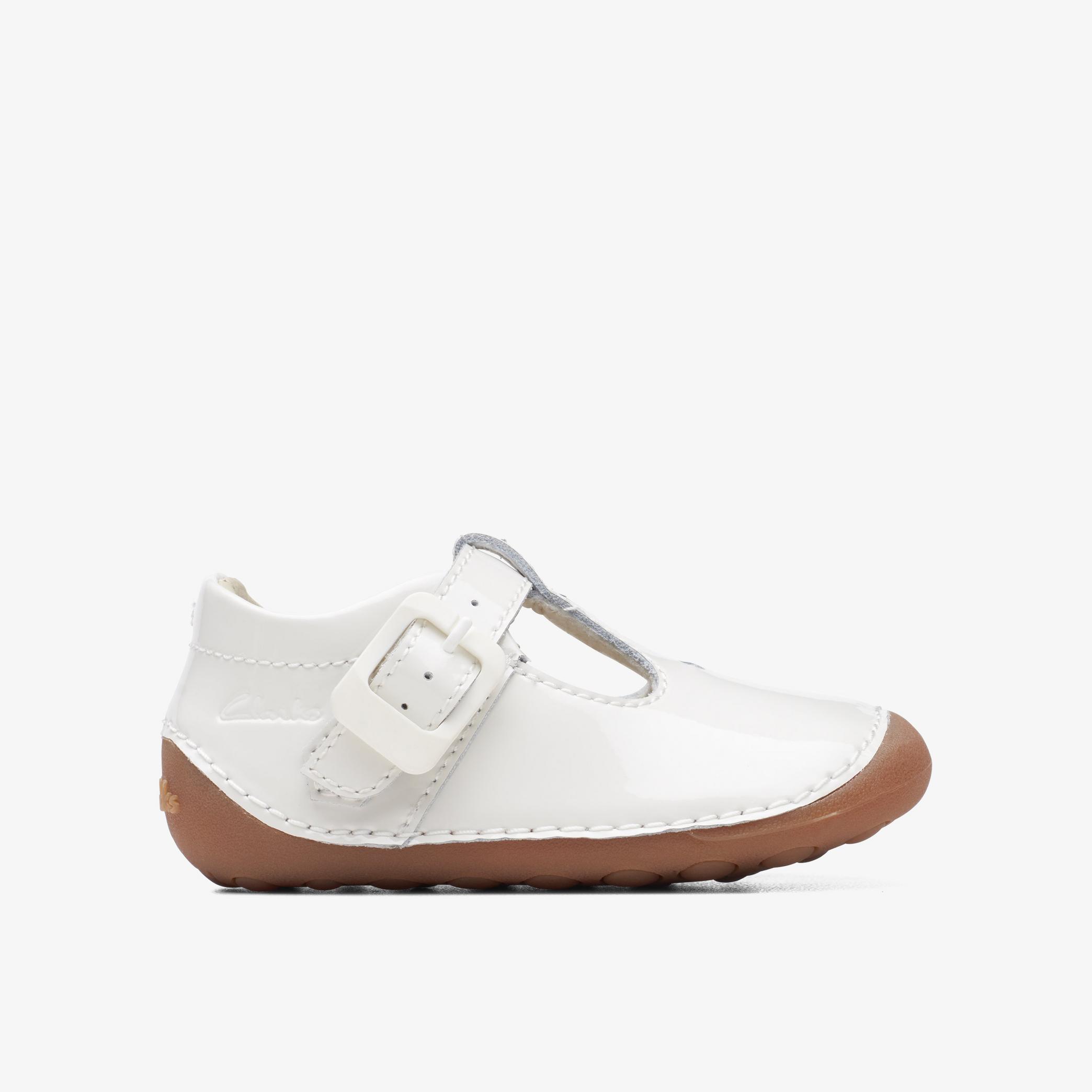 Tiny Beat Toddler White Patent T Bar Shoes, view 1 of 6