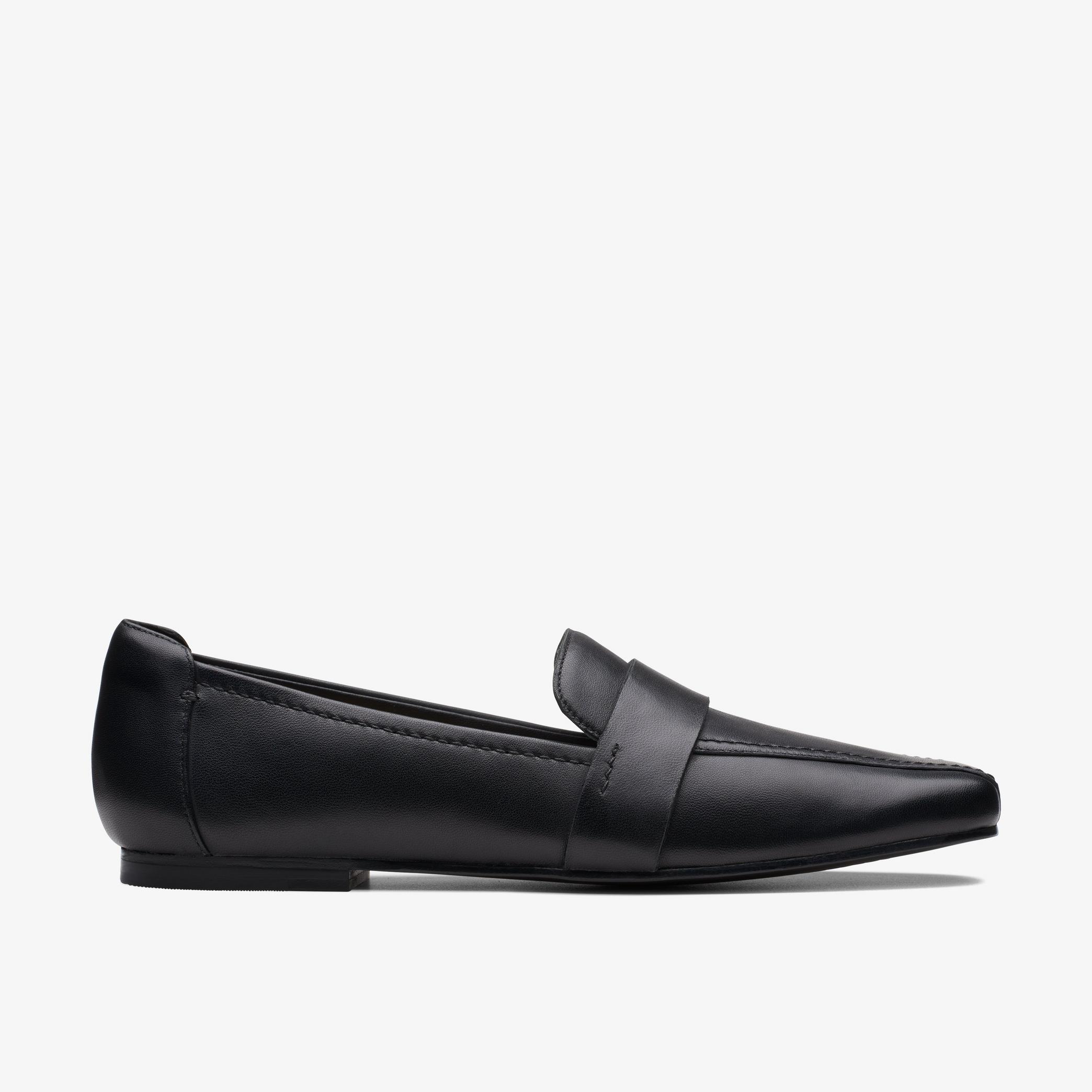 Seren Flat Black Leather Loafers, view 1 of 6