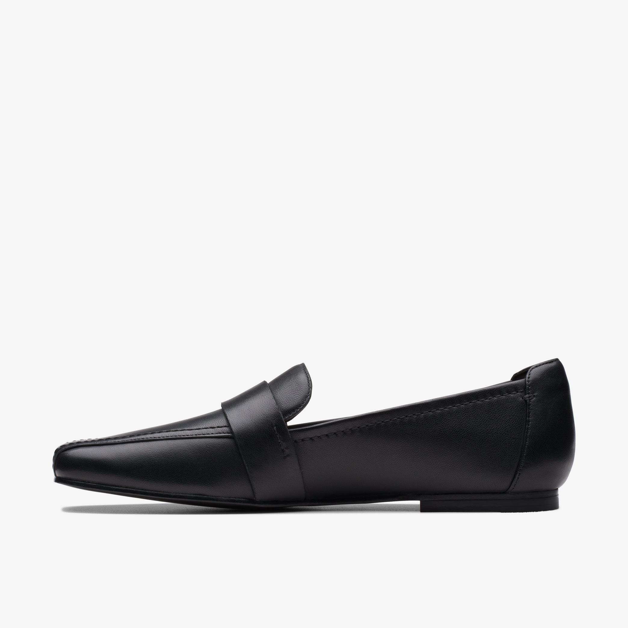 Seren Flat Black Leather Loafers, view 2 of 6