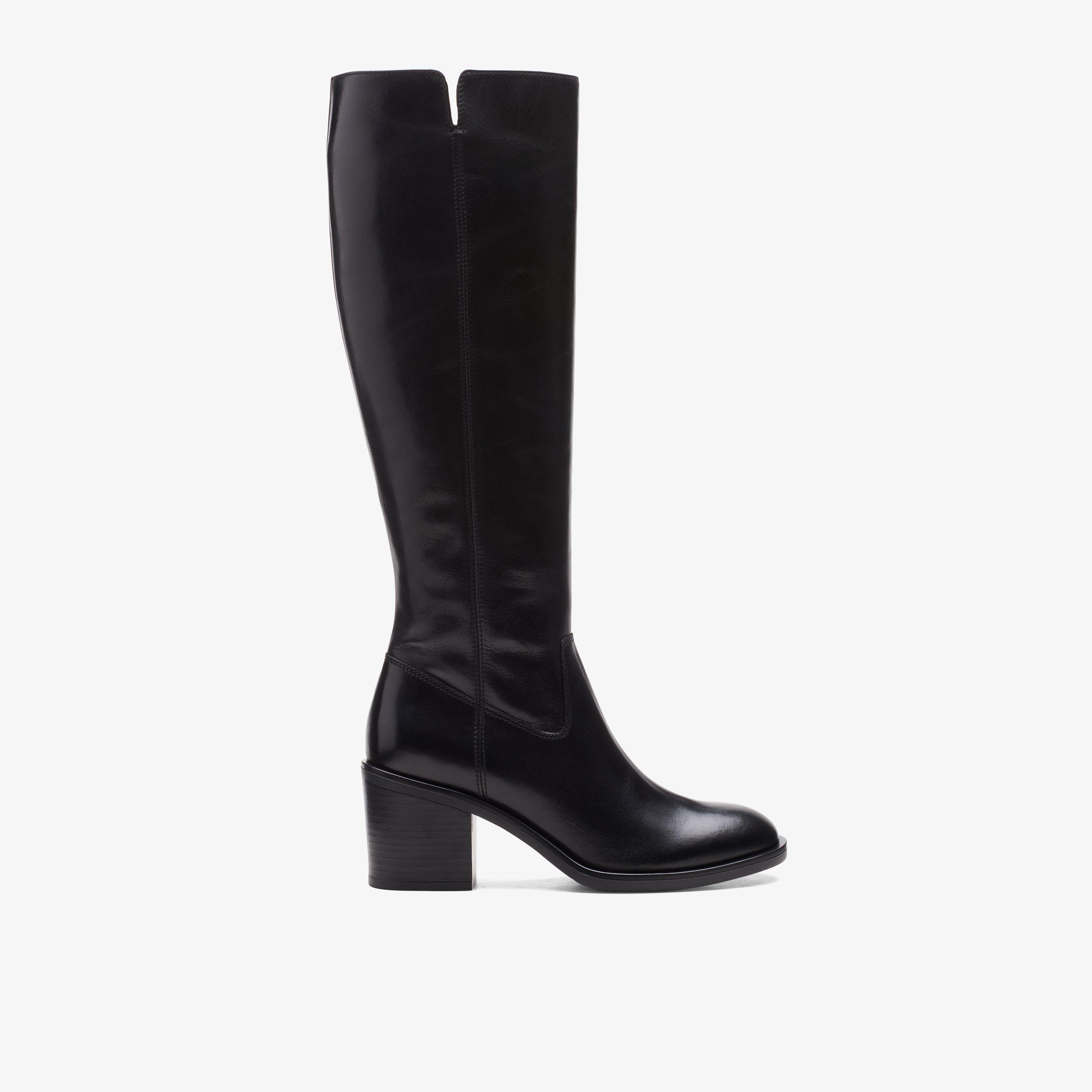 Womens Valvestino Hi Black Leather Knee High Boots | Clarks Outlet