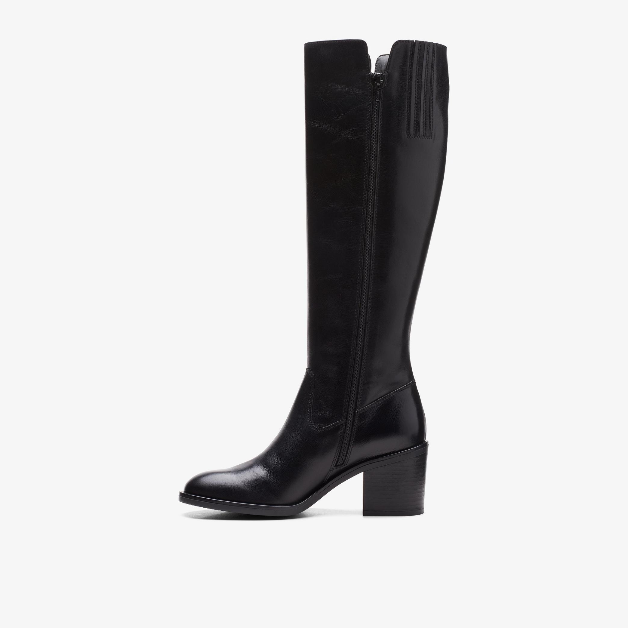 WOMENS Valvestino Hi Black Leather Knee High Boots | Clarks US