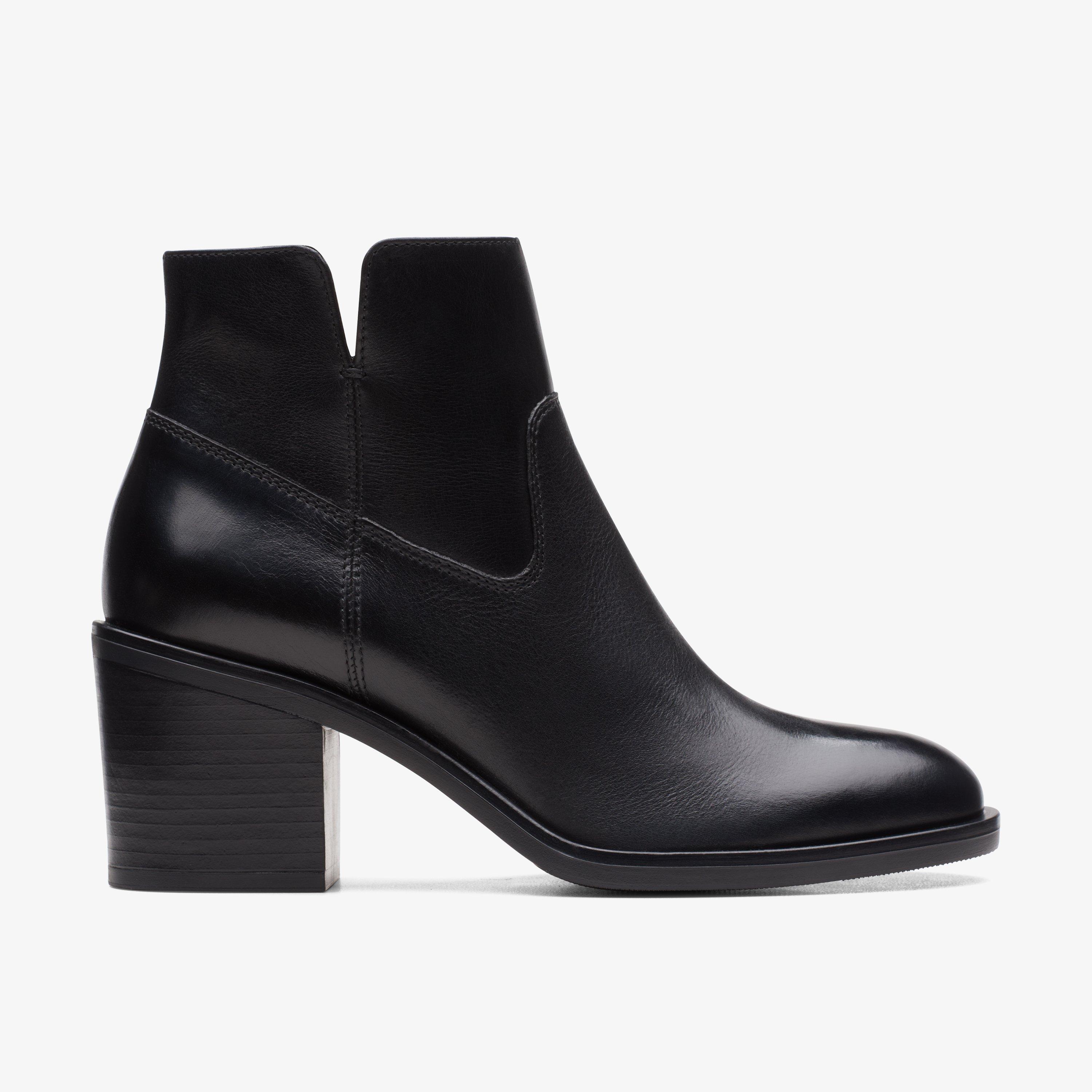 Clarks black leather hot sale ankle boots