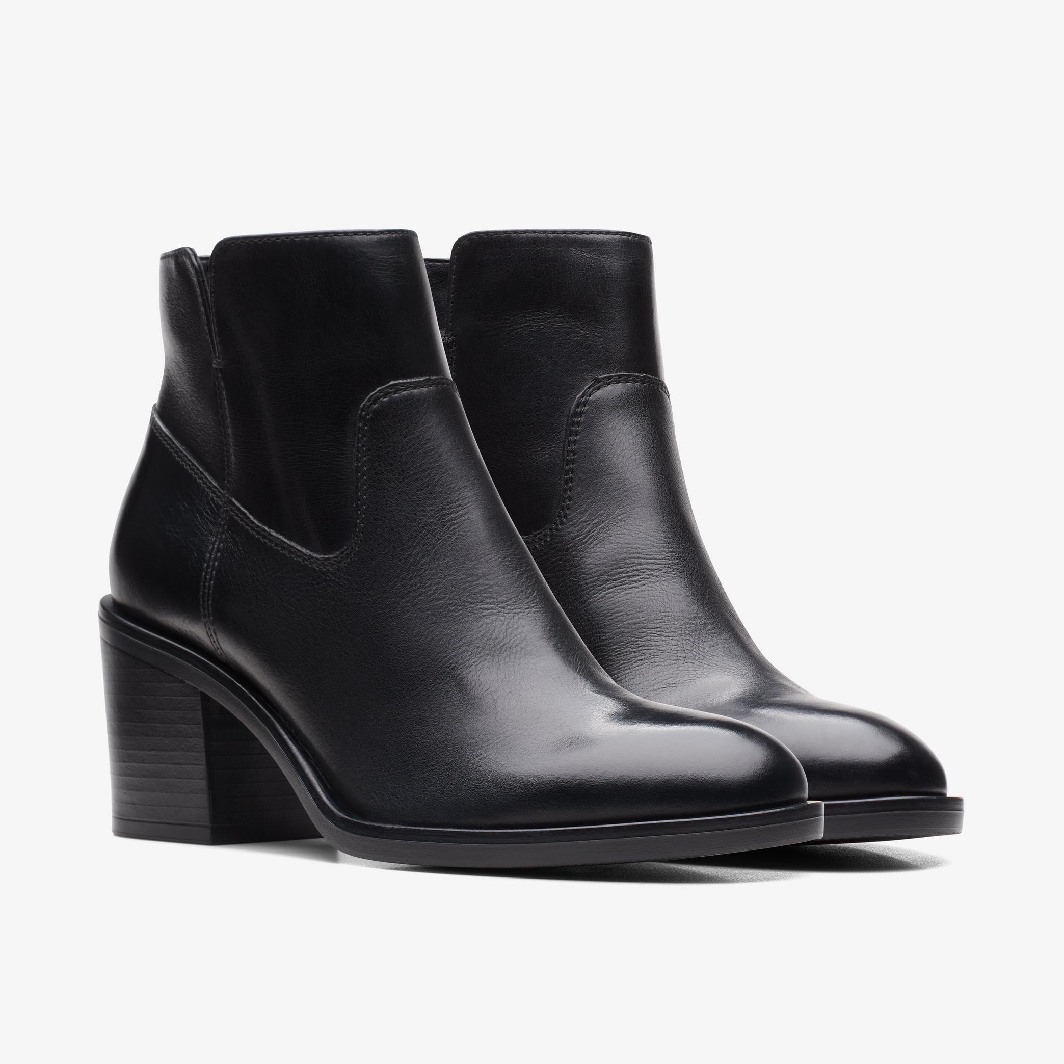WOMENS Valvestino Lo Black Leather Ankle Boots | Clarks US