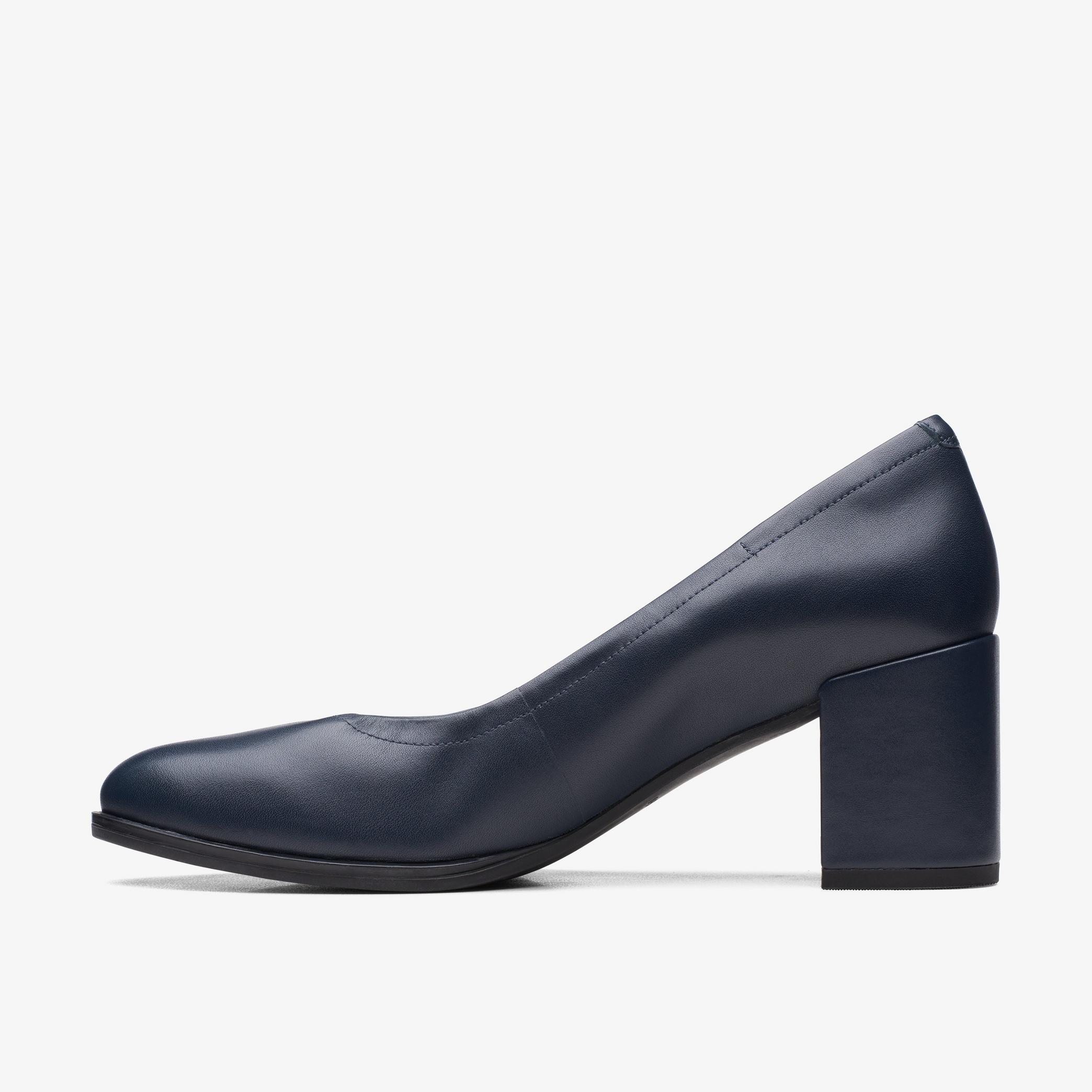Freva 55 Court Navy Leather High Heels, view 3 of 8