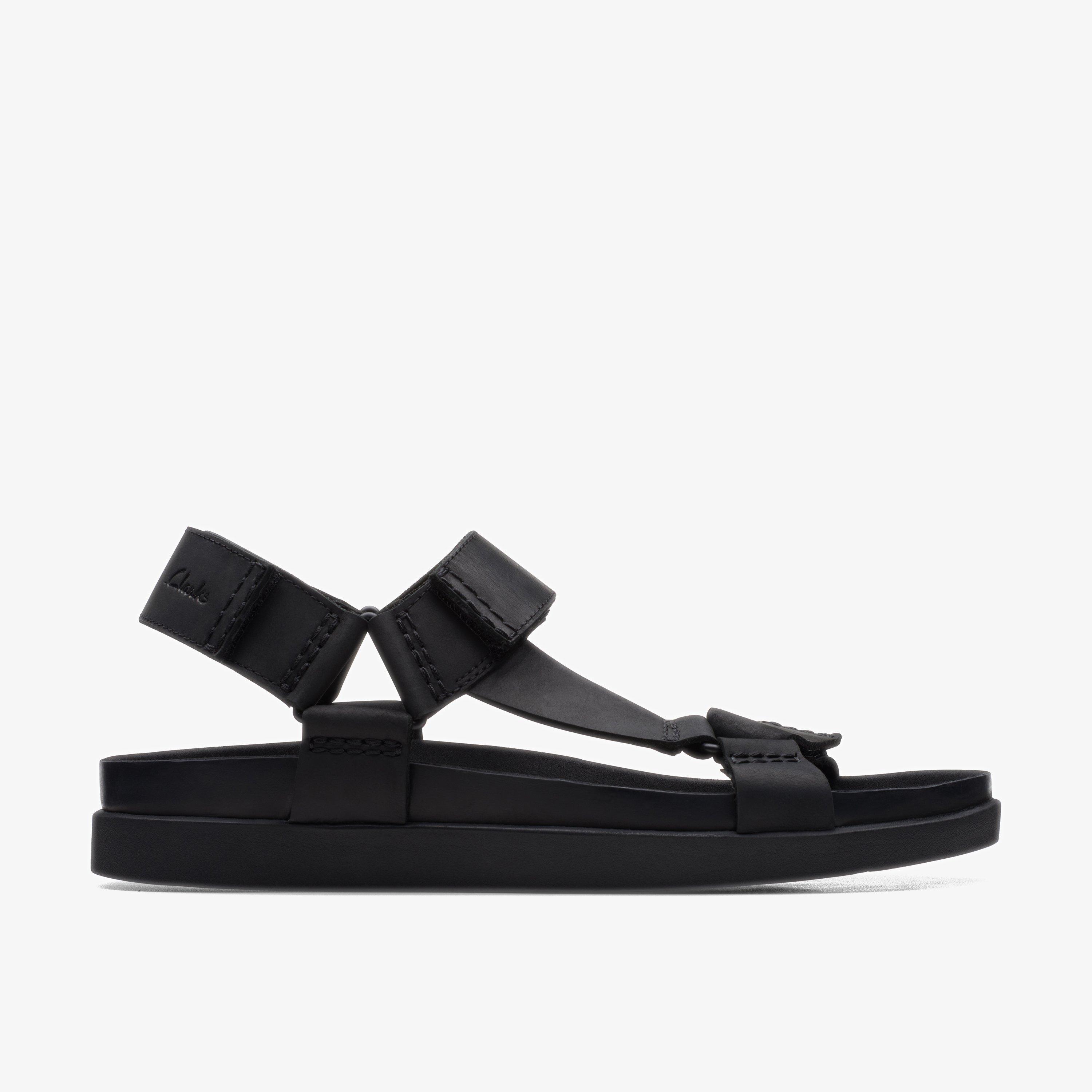 Mens Sunder Range Black Leather Strappy Sandals | Clarks Outlet