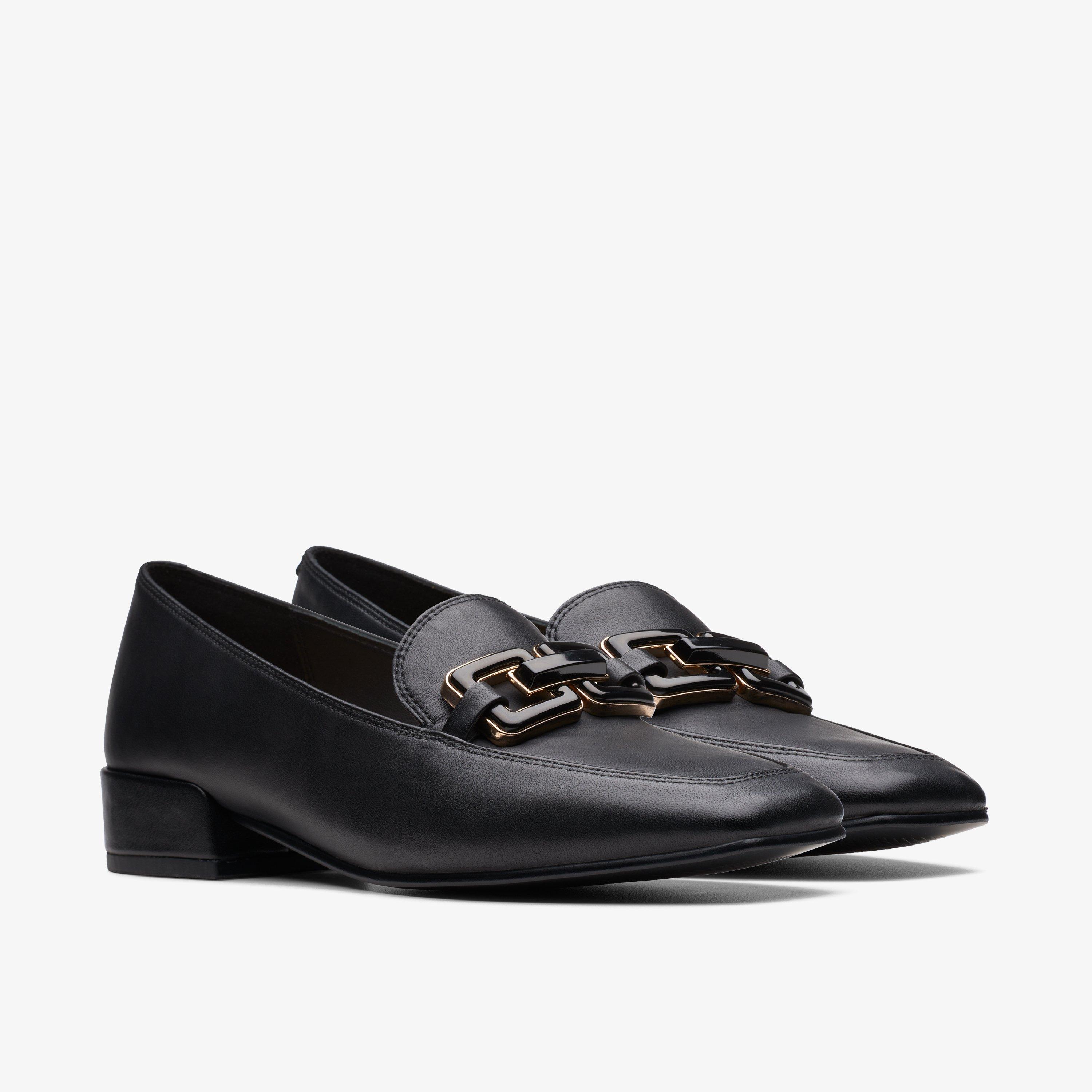 Womens Seren 30 Easy Black Leather Loafers Slip On Shoes | Clarks