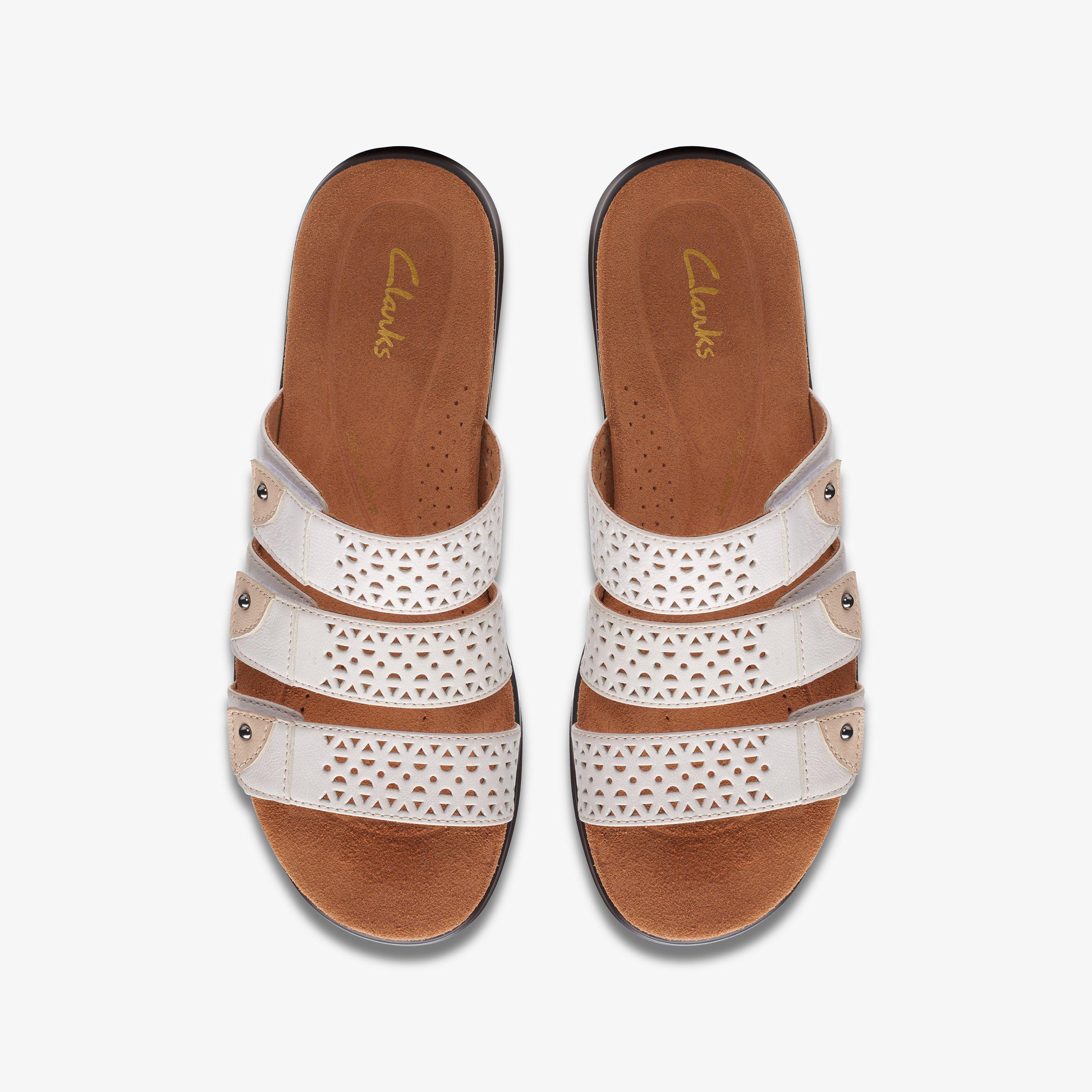 Womens Kitly Walk White Sliders Flat Sandals | Clarks
