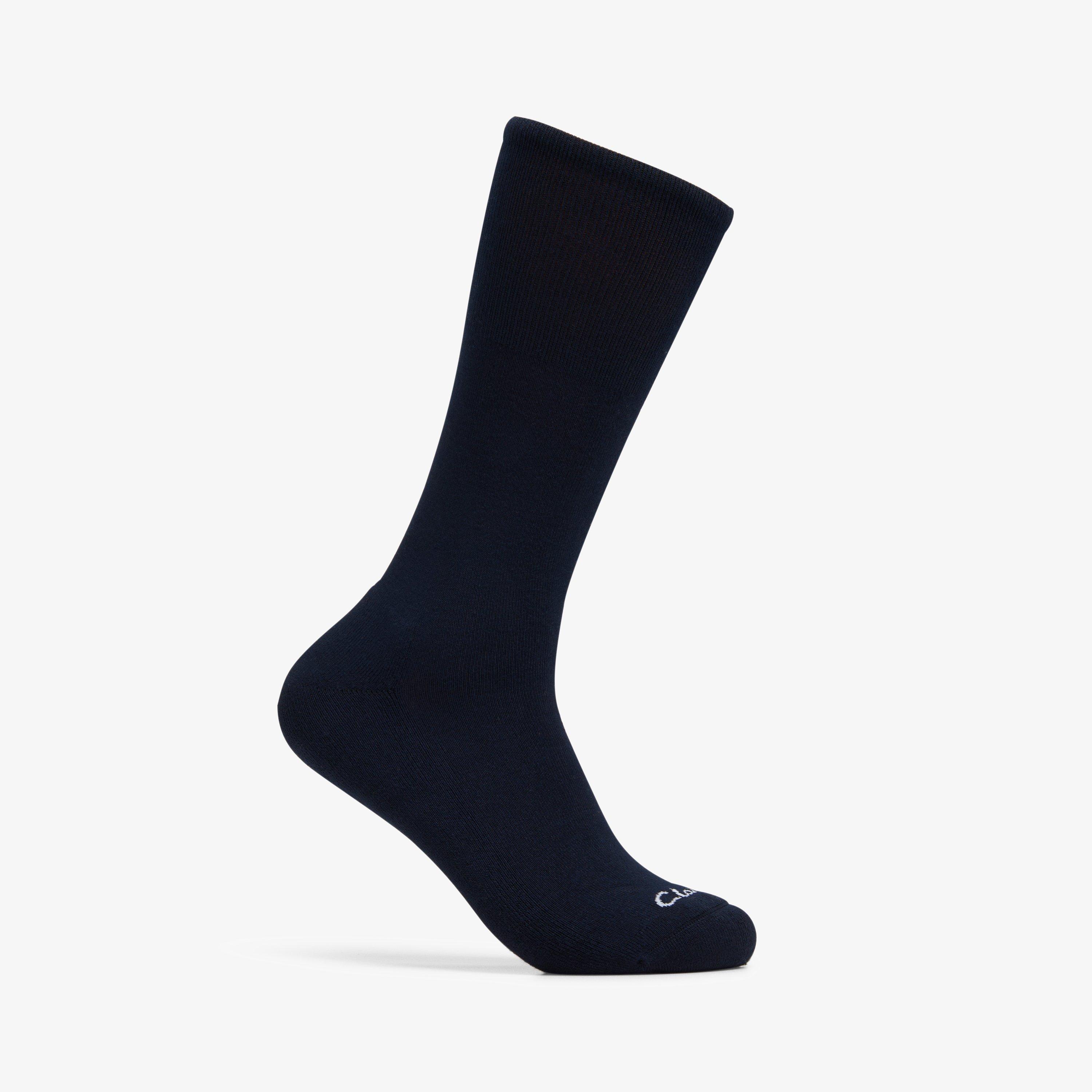 Mens Solid Crew Navy Socks | Clarks US