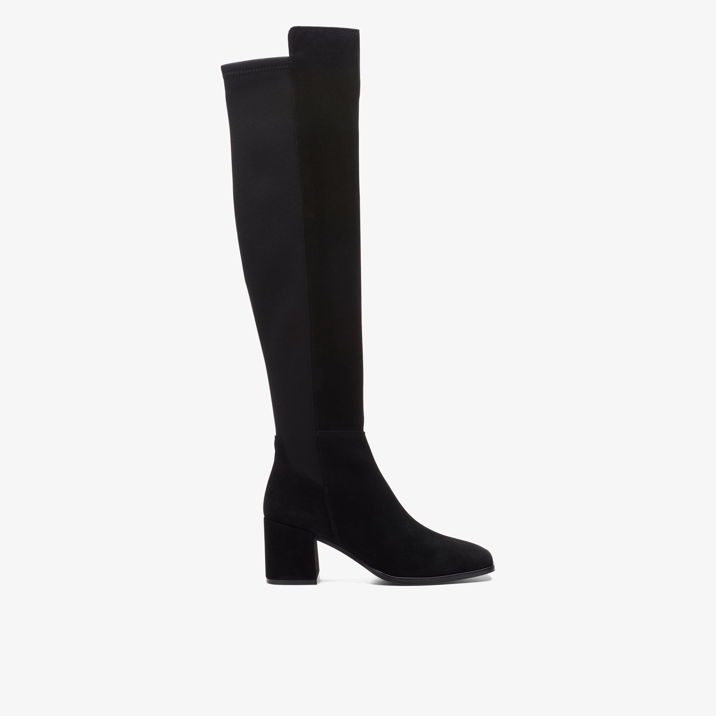 WOMENS Seren Caddy Black Suede Knee High Boots | Clarks Outlet