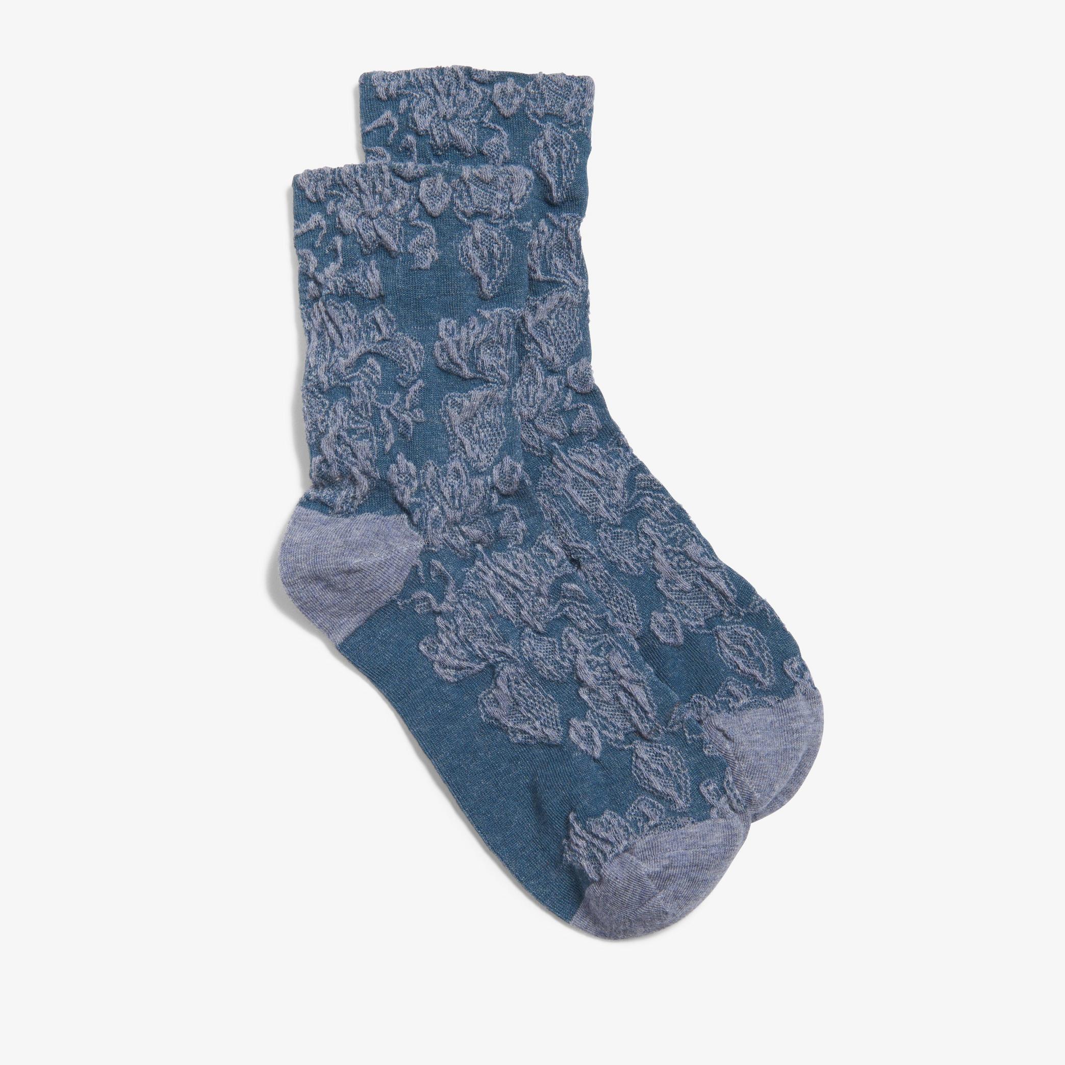 Floral Crew Blue Multicolour Socks, view 1 of 2