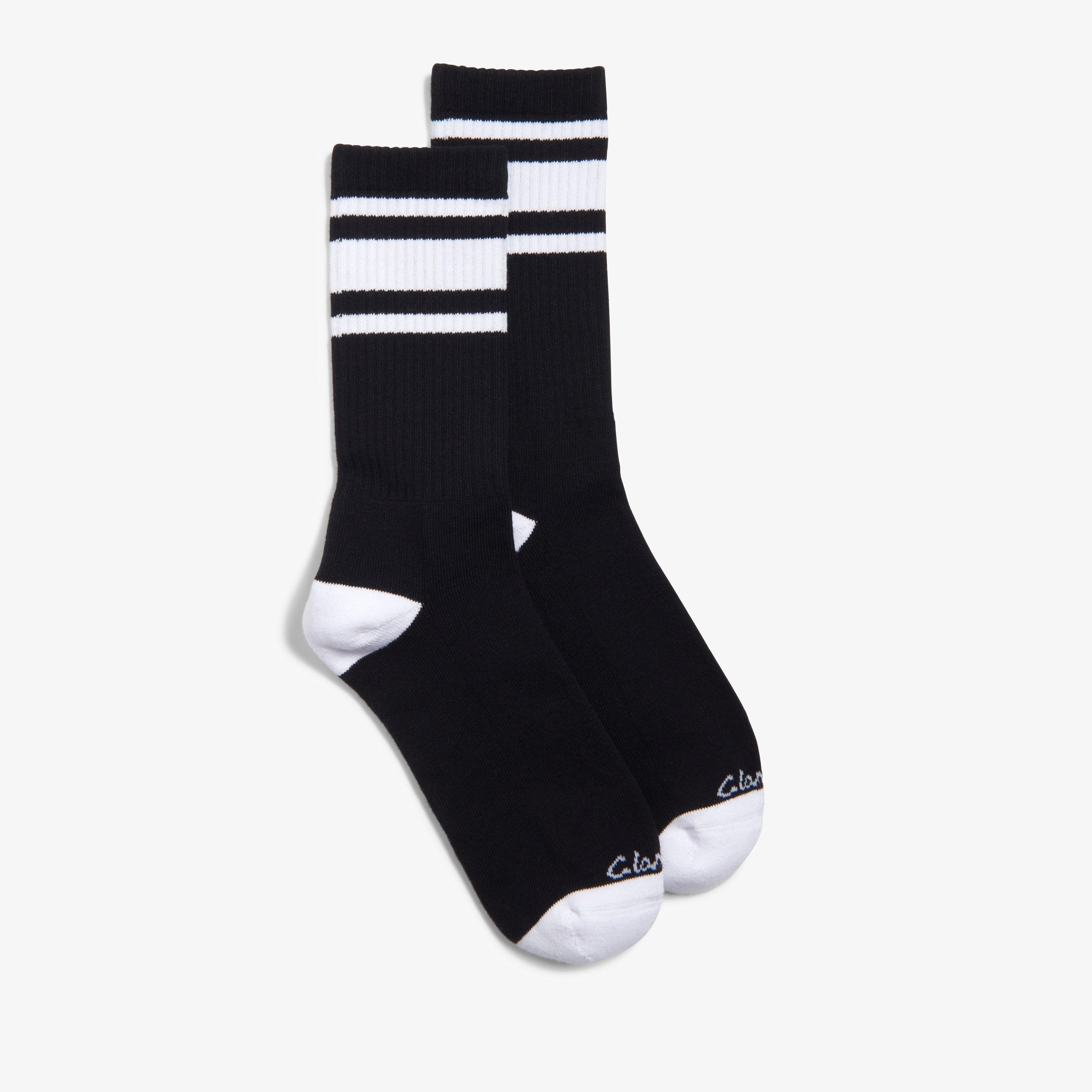 Men Ribbed Tube Black Socks Clarks US