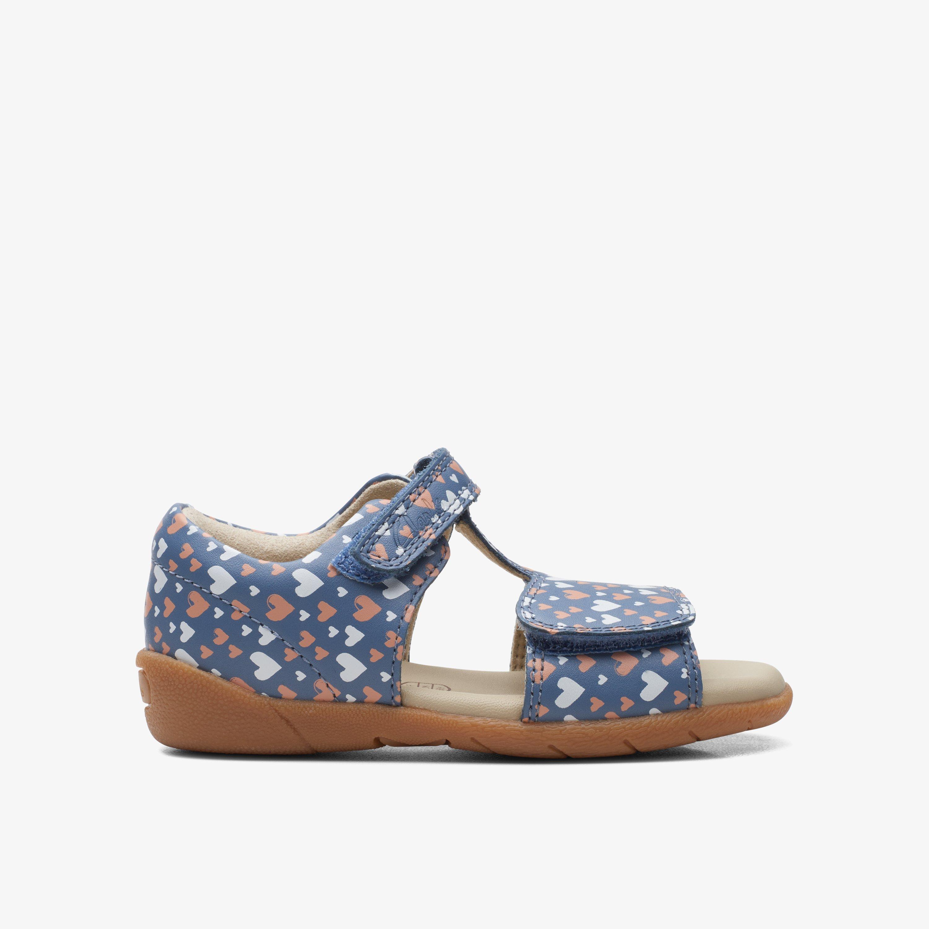 Zora Beat Toddler Denim Print Flat Sandals, view 1 of 6