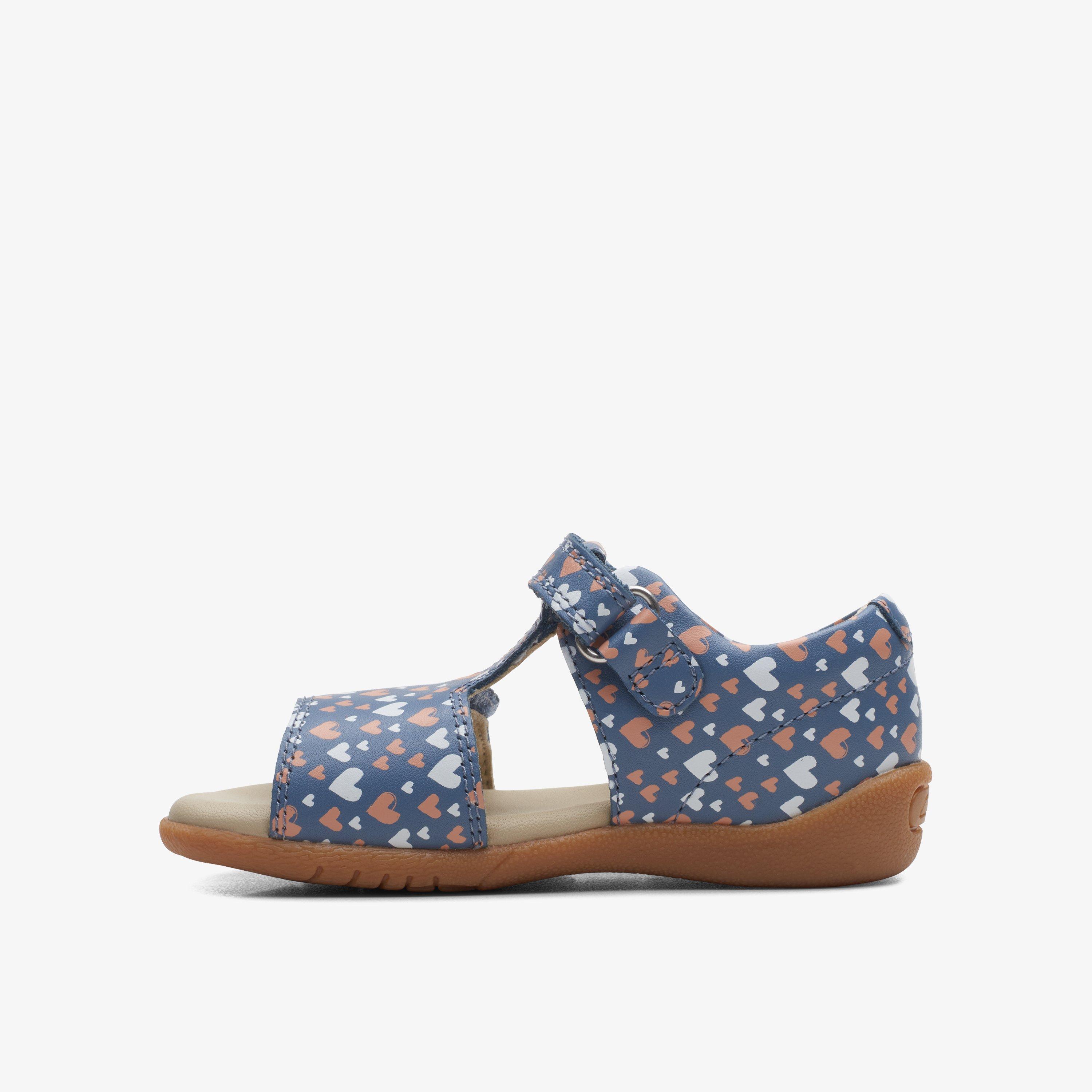Zora Beat Toddler Denim Print Flat Sandals, view 2 of 6