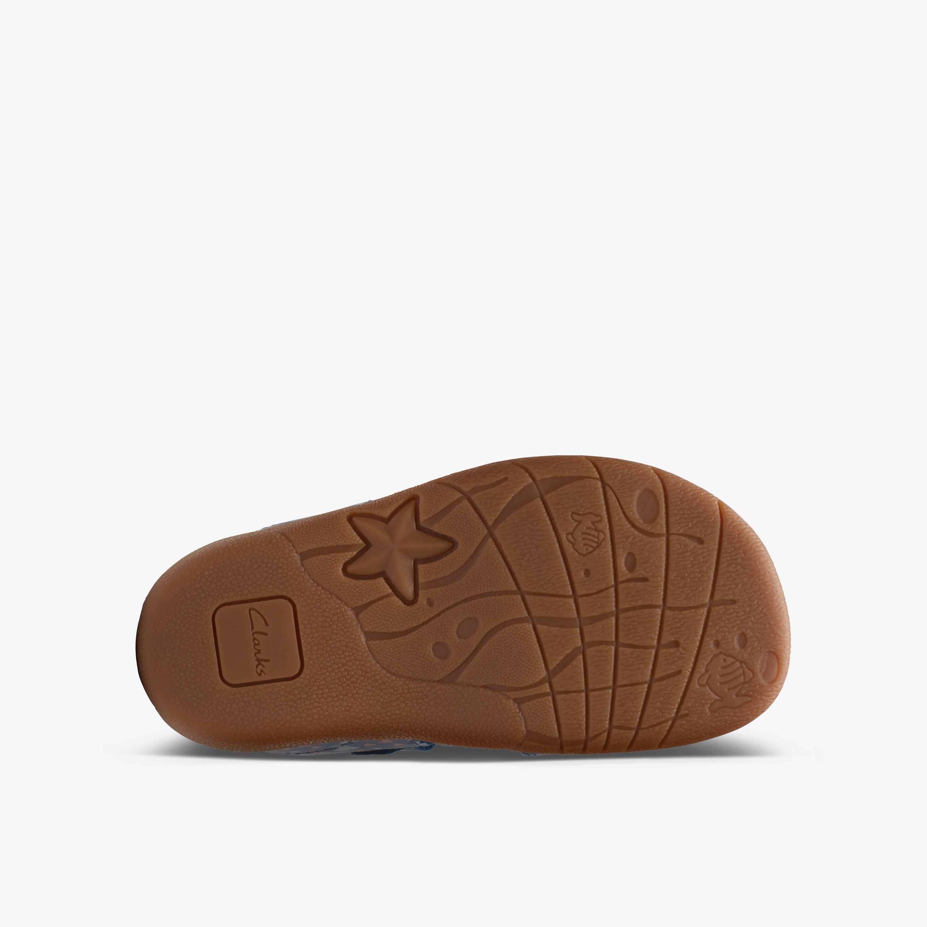 Zora Beat Toddler Denim Print Flat Sandals, view 3 of 6
