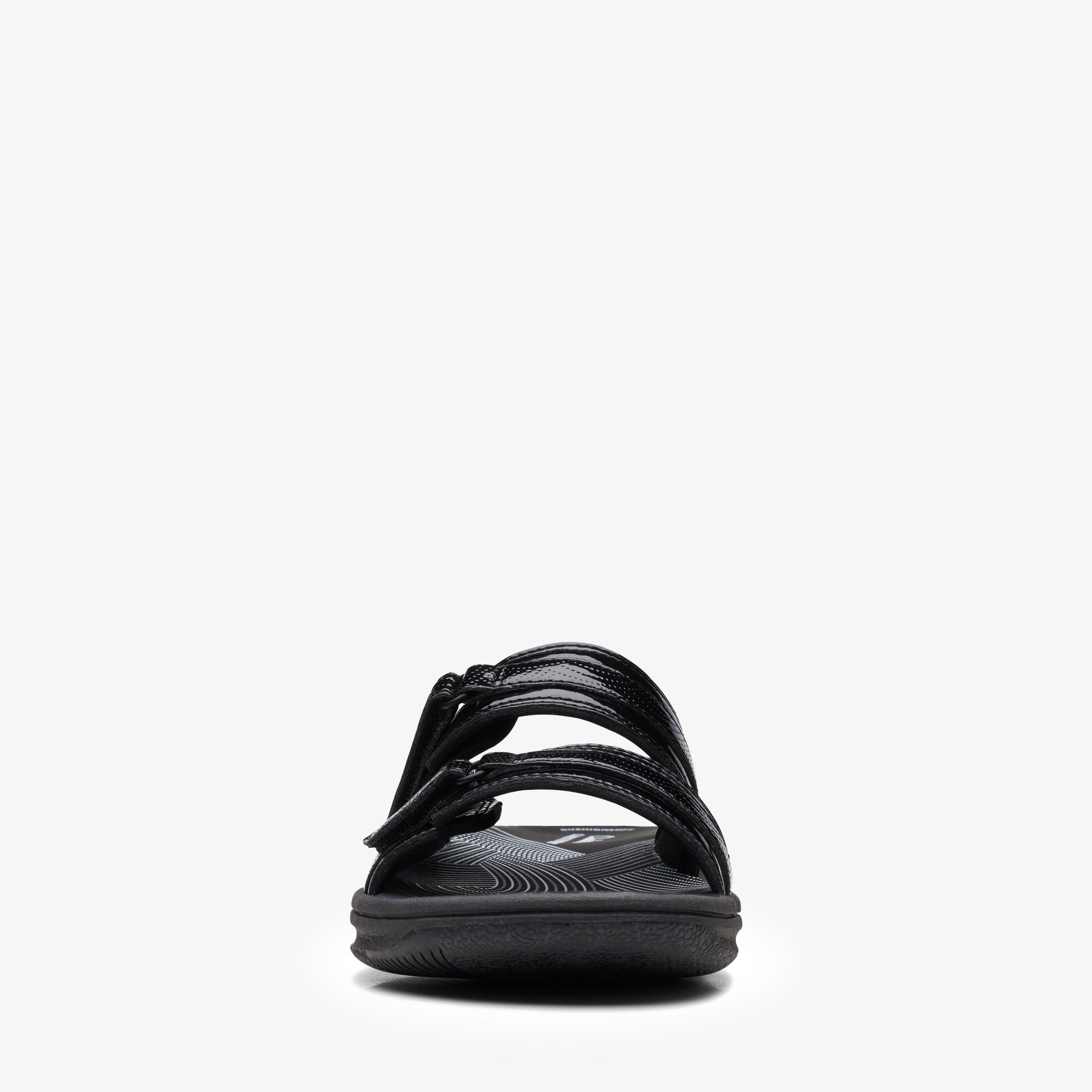 Brinkley Piper Black Patent Flat Sandals, view 3 of 6