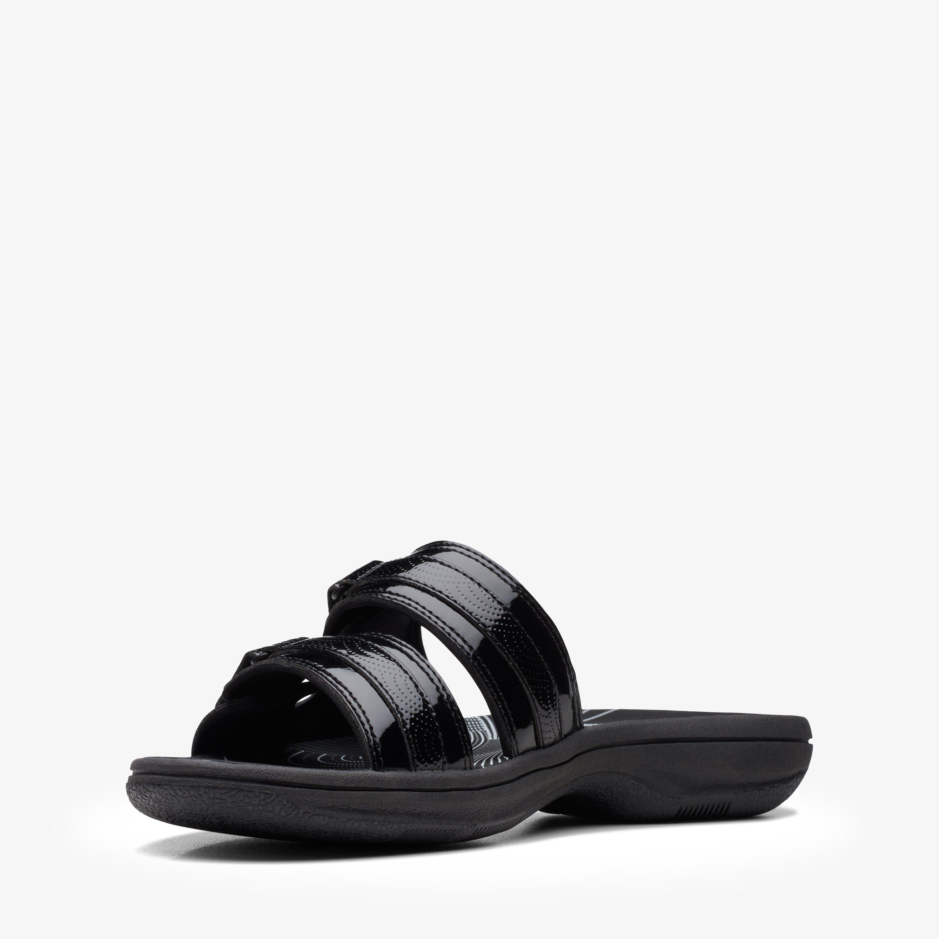 Brinkley Piper Black Patent Flat Sandals, view 4 of 6