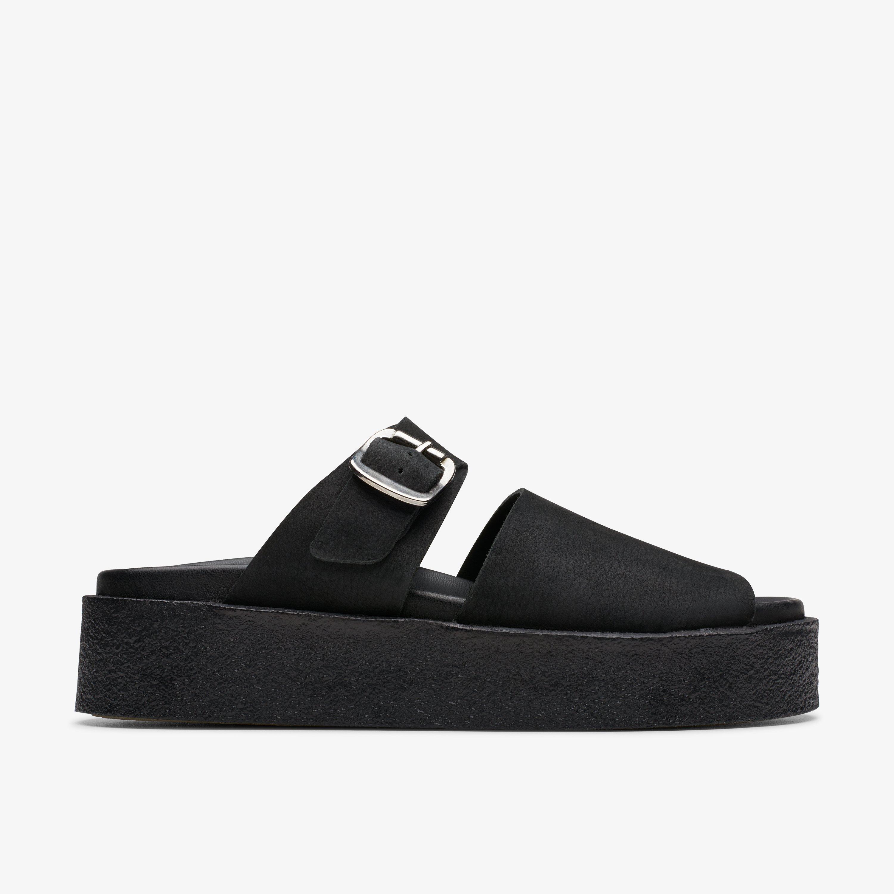 Women Crepe Slide Black Nubuck Shoes | Clarks US