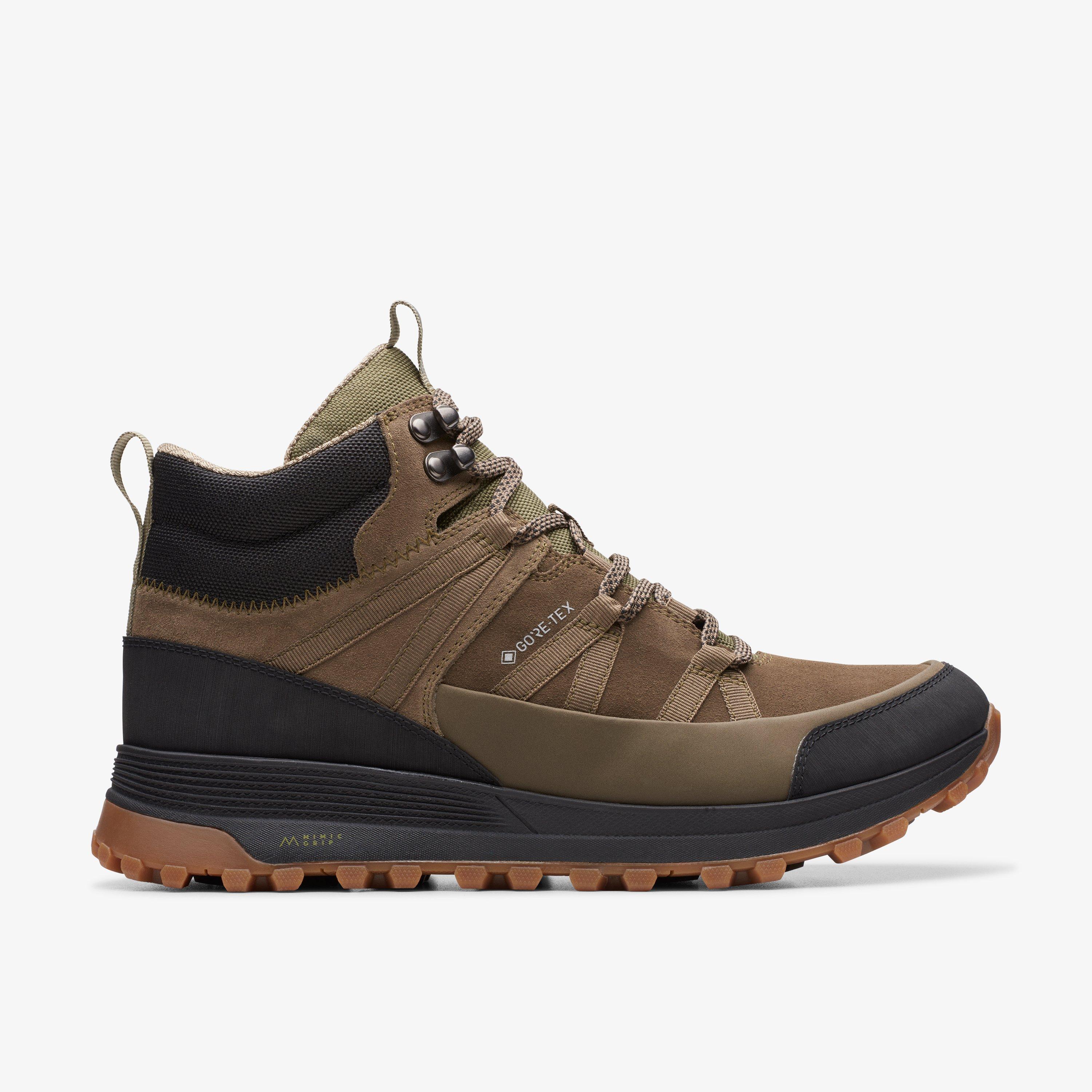 Mens ATL Trek Rise GORE-TEX Dark Olive Suede Boots | Clarks UK