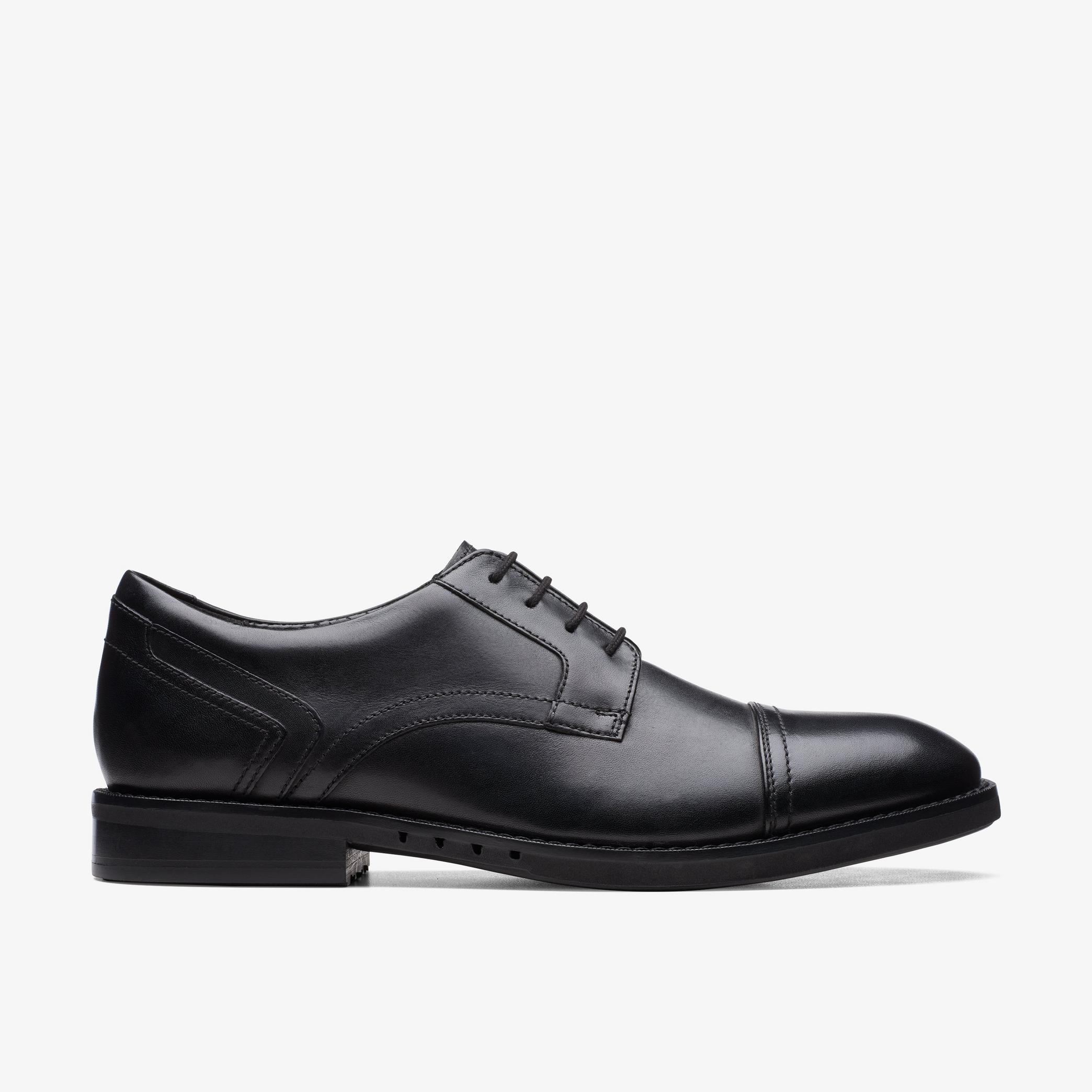Un Hugh Cap Black Leather Oxford Shoes, view 1 of 8