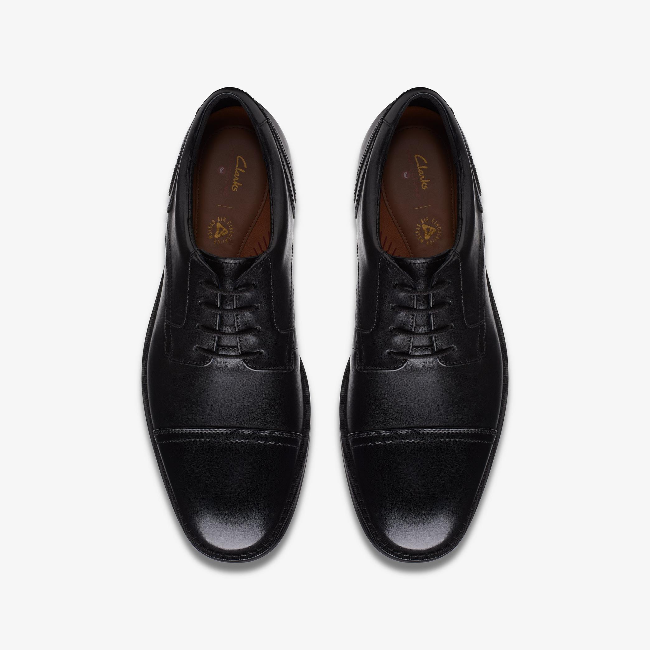 Un Hugh Cap Black Leather Oxford Shoes, view 7 of 8
