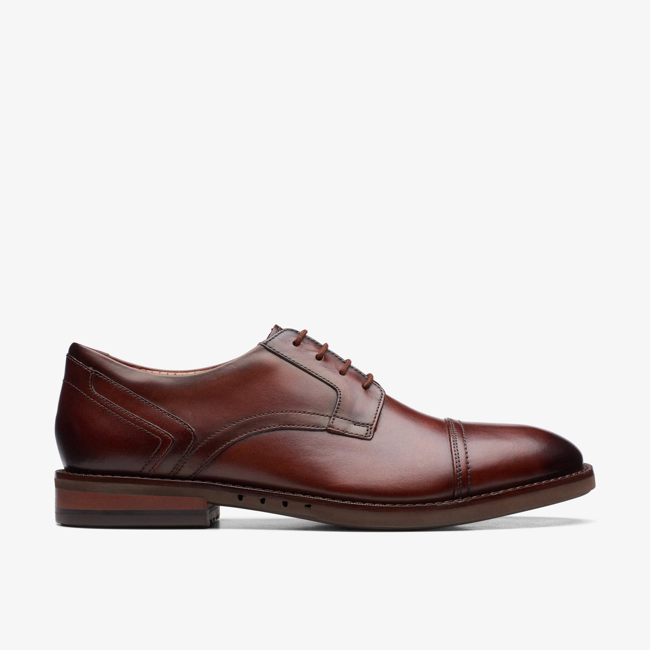 Un Hugh Cap Mahogany Leather Oxford Shoes, view 1 of 6
