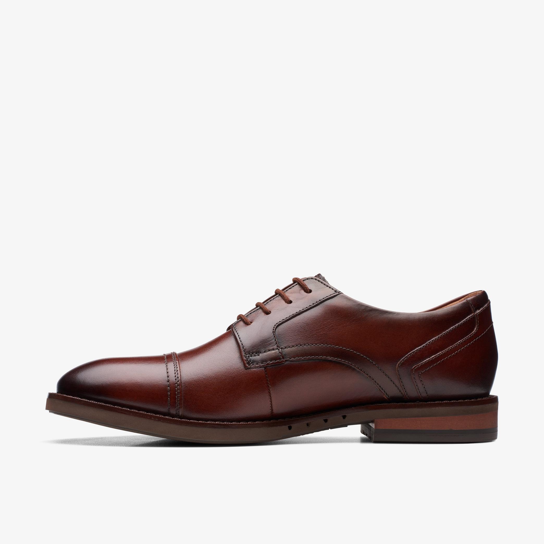 Un Hugh Cap Mahogany Leather Oxford Shoes, view 2 of 6