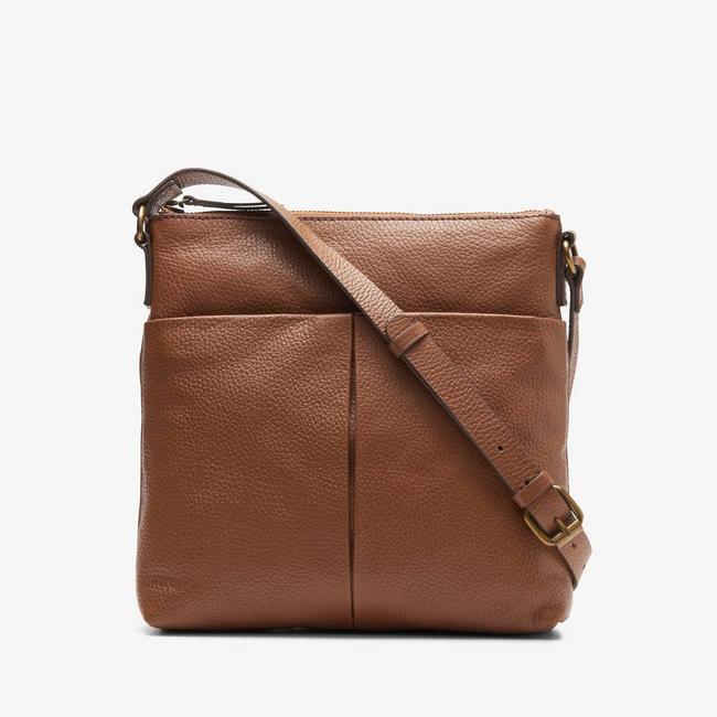 Clarks Topsham Pocket tan leather bag.