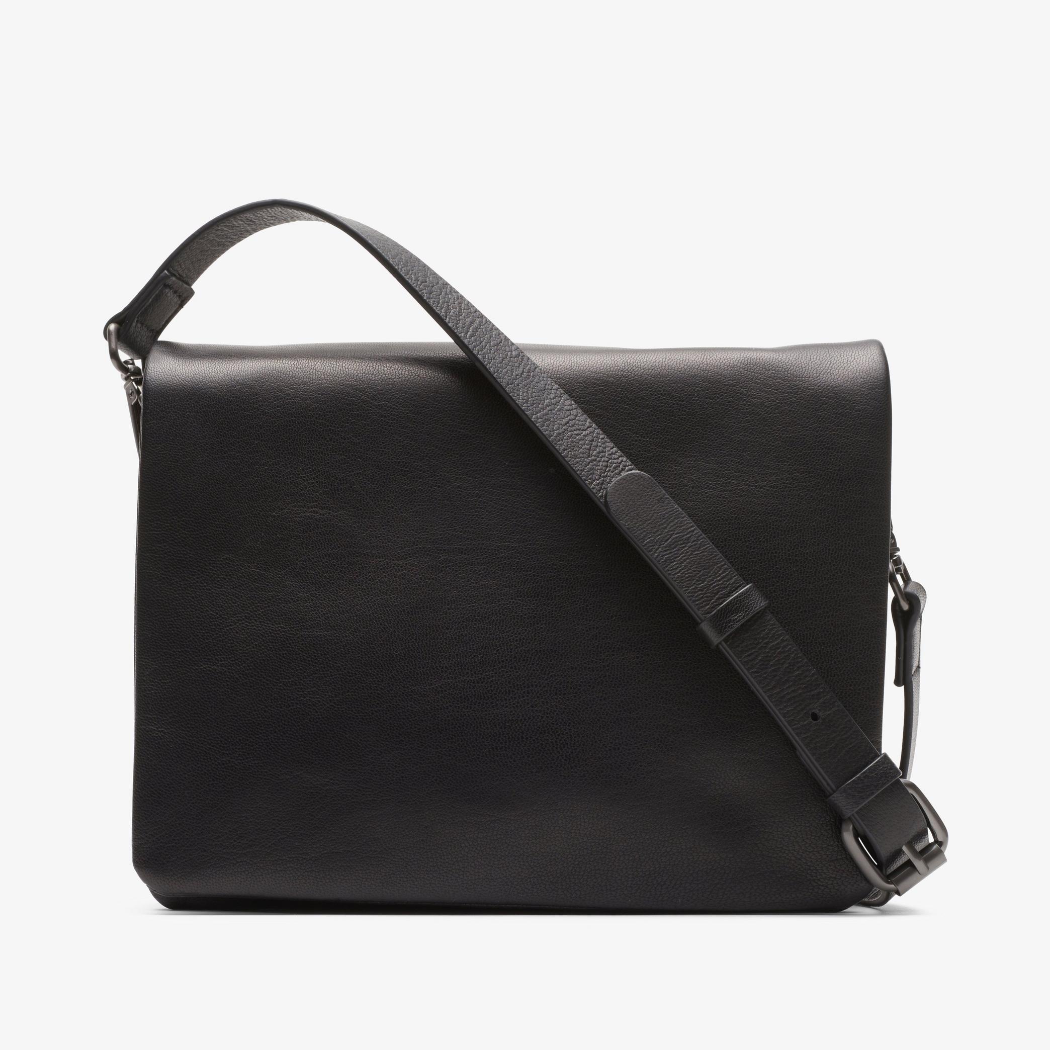 Treen Medium Black Leather Across Body Bag, view 1 of 4