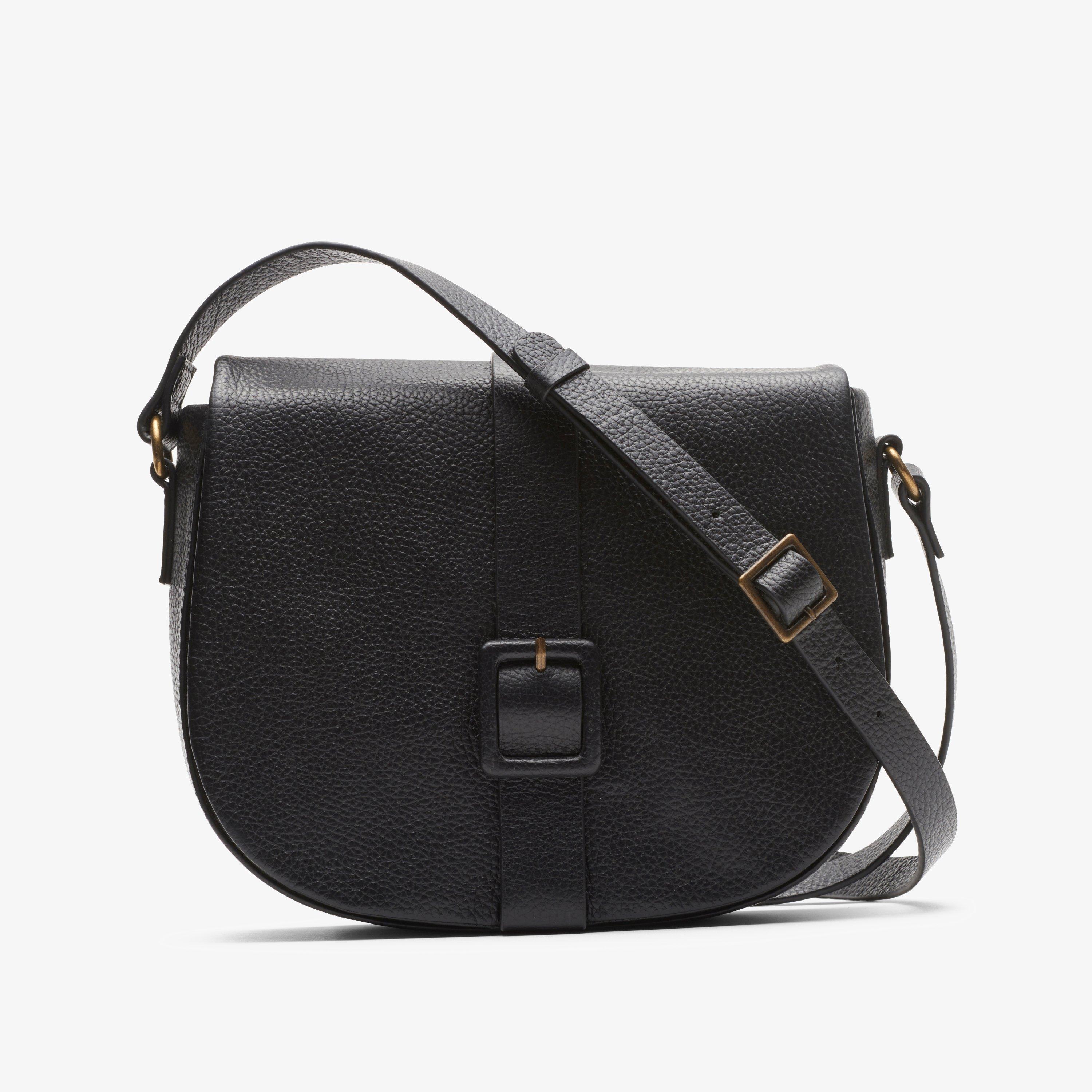 Womens Noni Saddle Black Leather Across Body Bag | Clarks Outlet