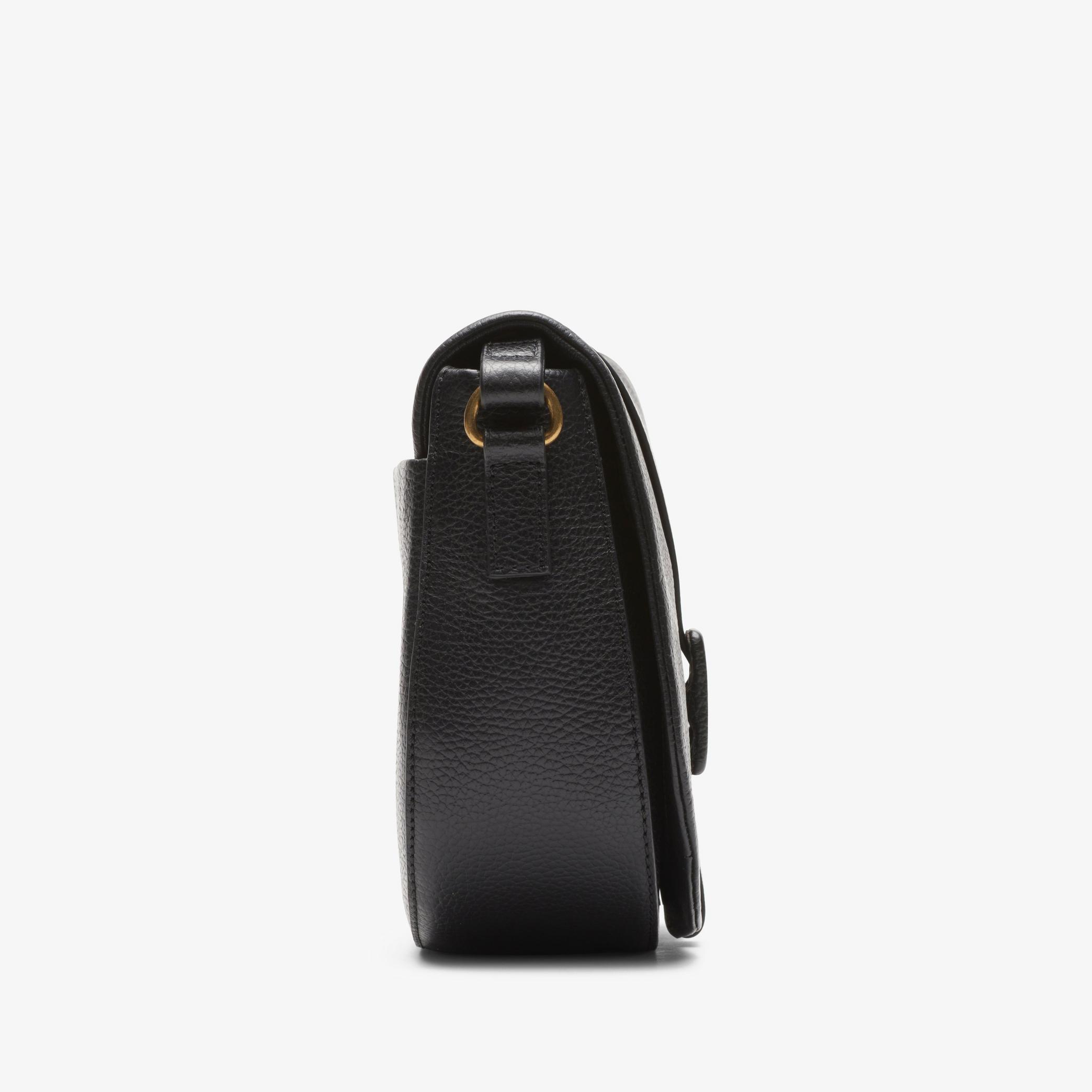 Noni Saddle Black Leather Across Body Bag, view 3 of 4