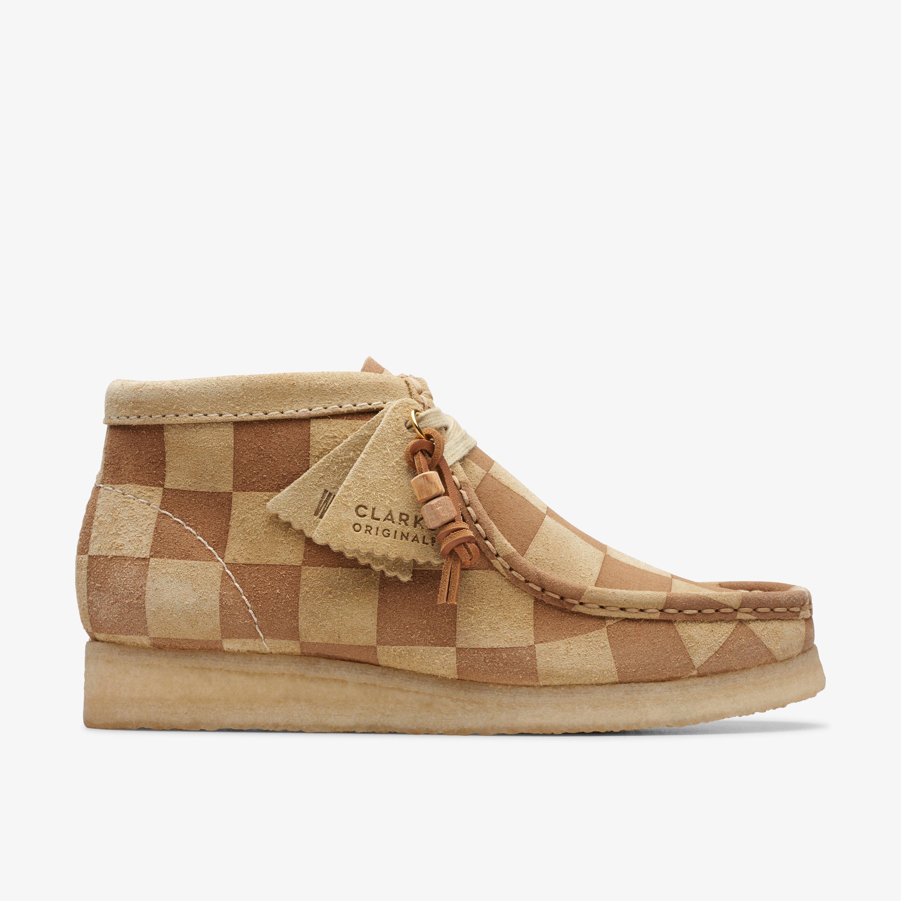 Clarks Originals Wallabee boots in maple checkerboard suede