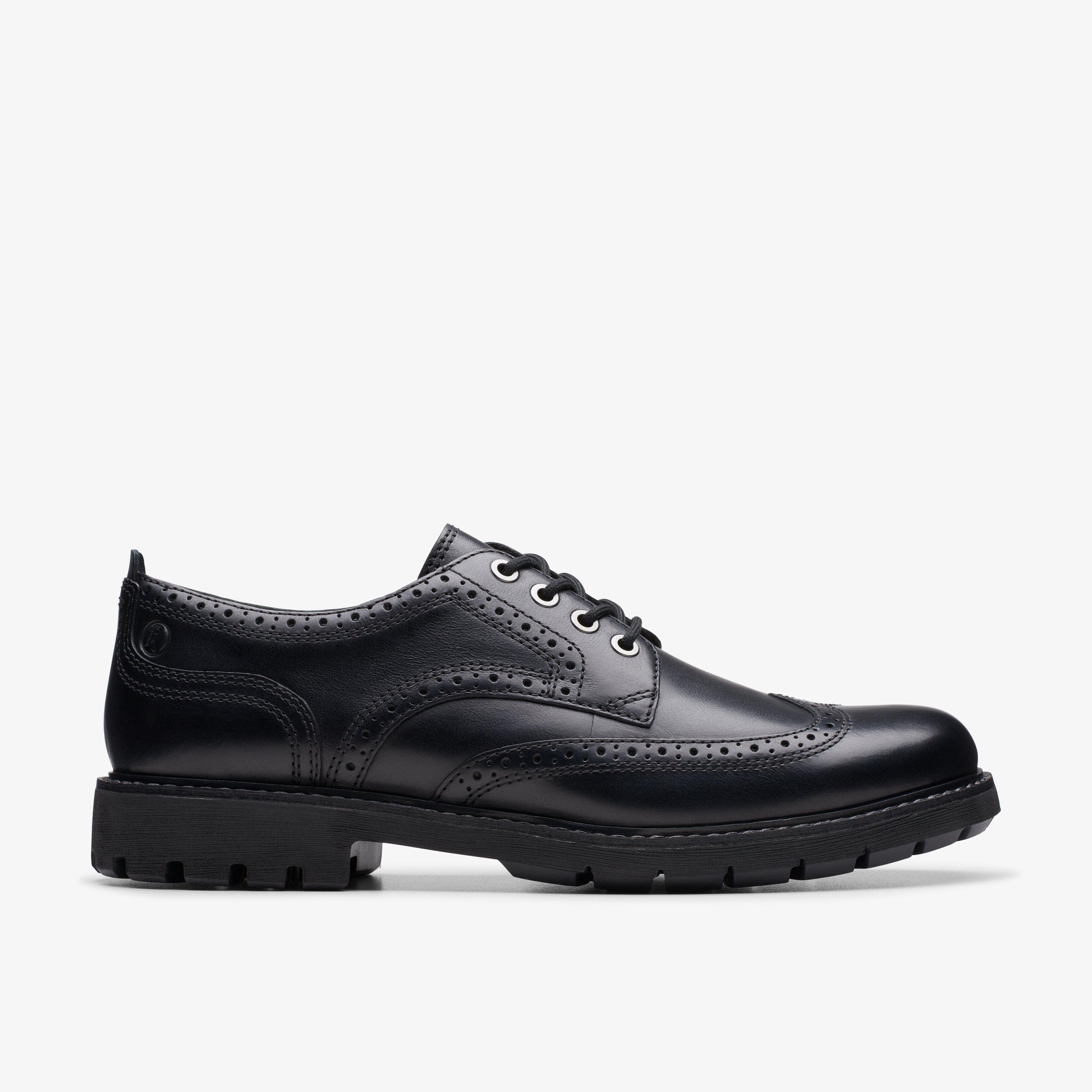 Clarks mens black deals brogues