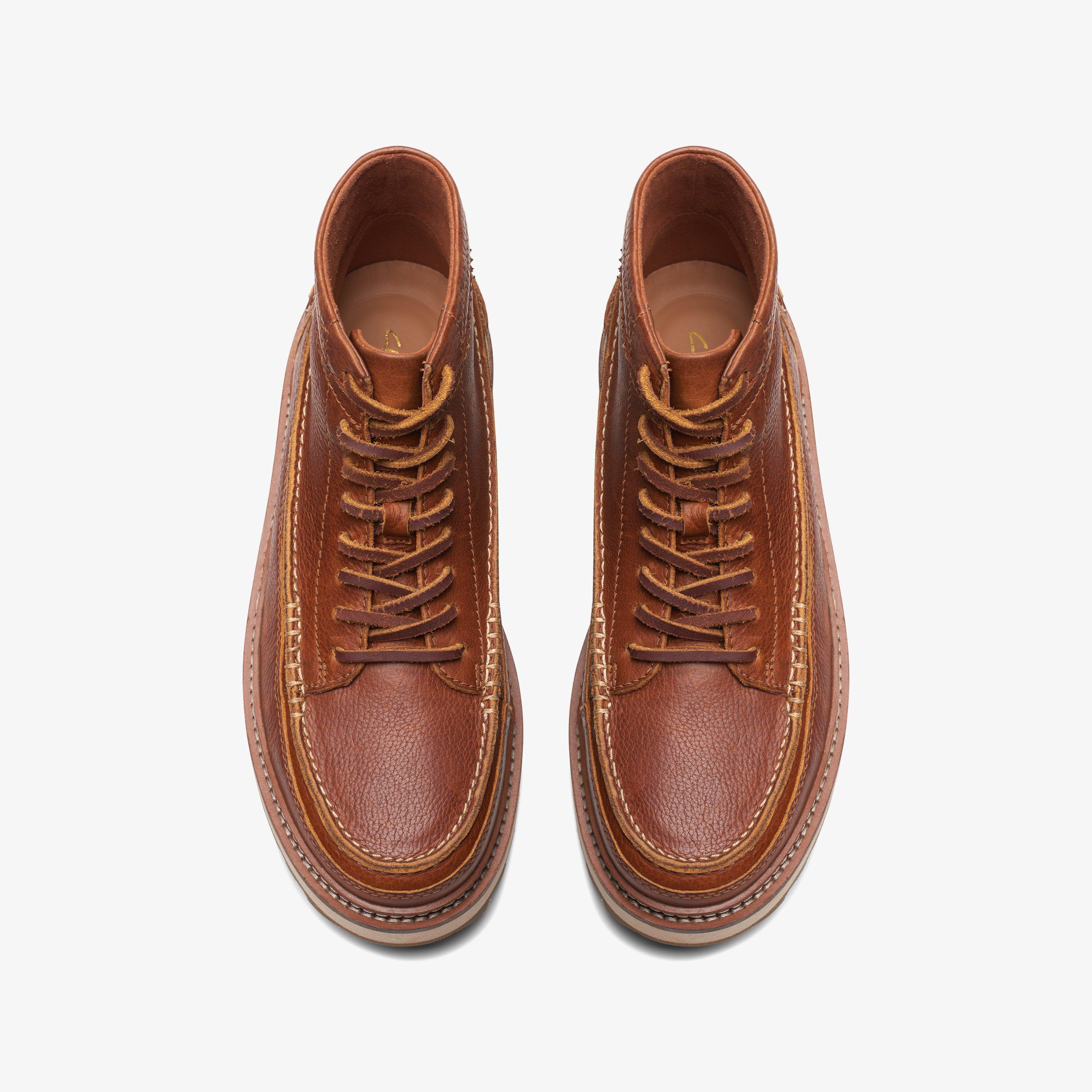 Men Clarkhill Mid Dark Tan Leather Boots Clarks US