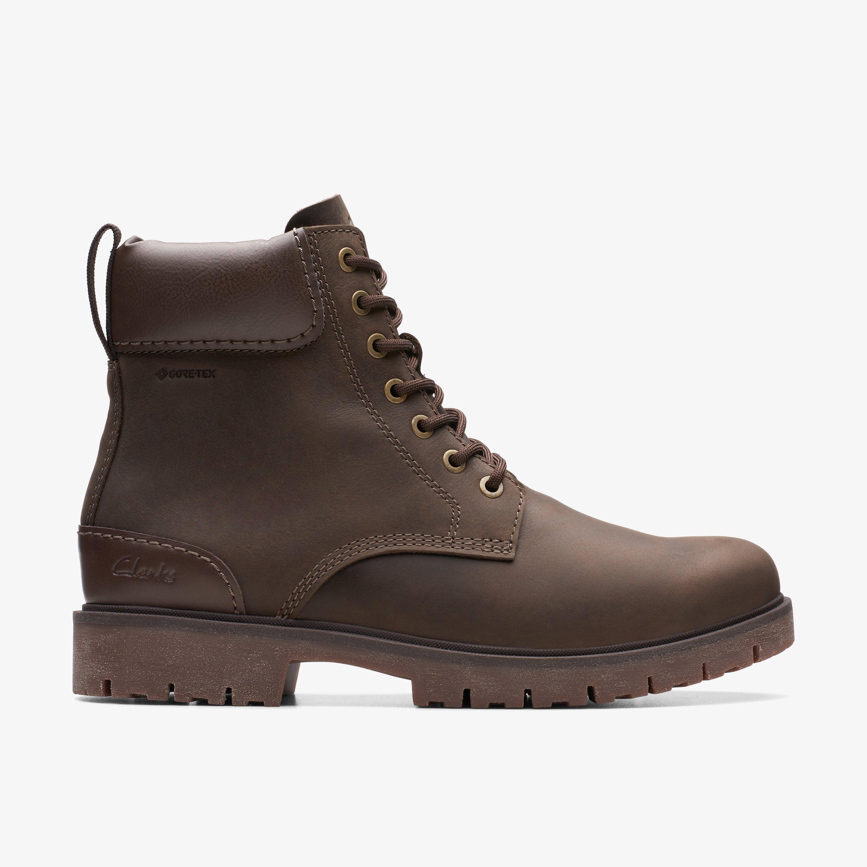Mens Rossdale Hi GORE-TEX Dark Brown Leather Ankle Boots | Clarks UK