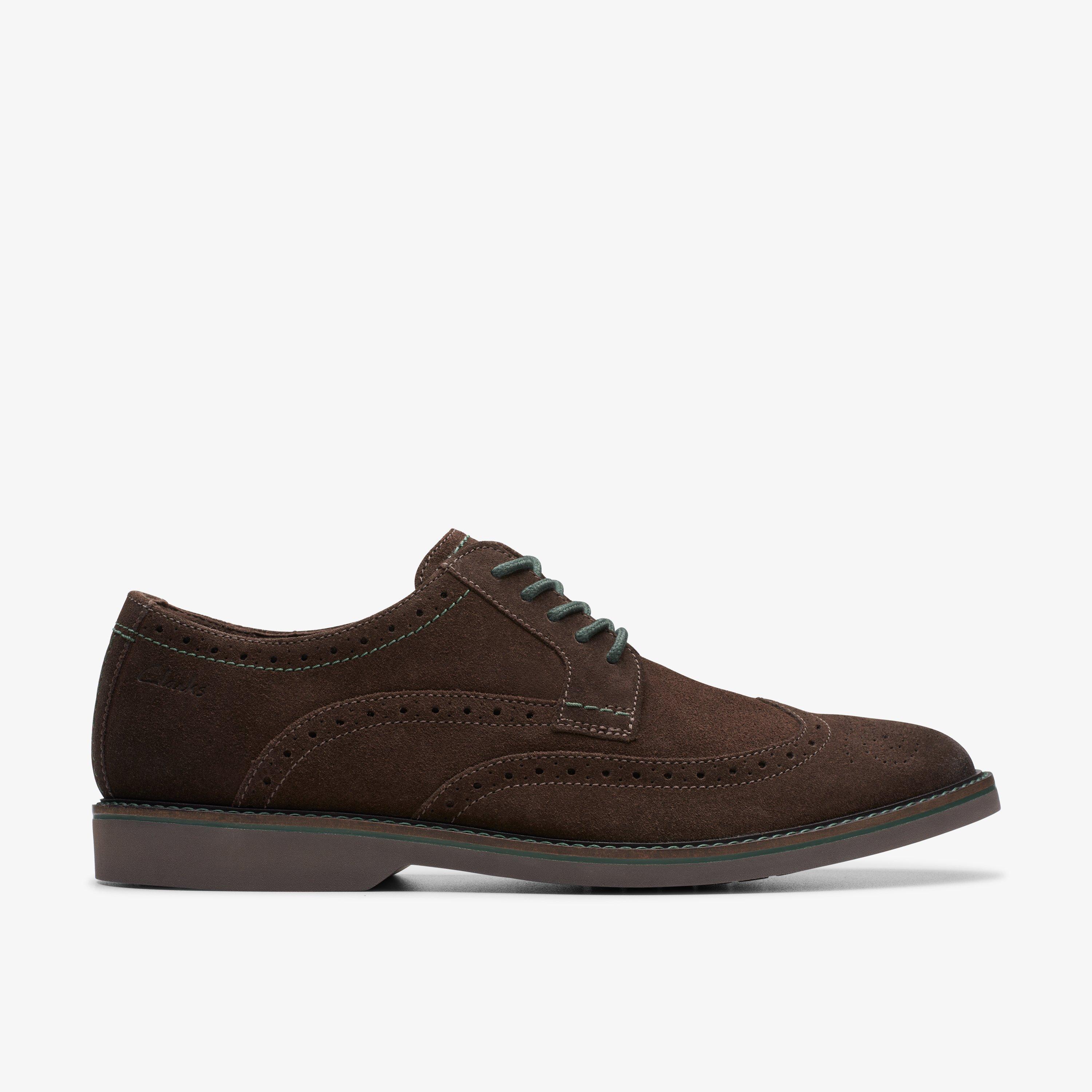 Mens Atticus LT Limit Dark Brown Suede Oxford Shoes Clarks Outlet