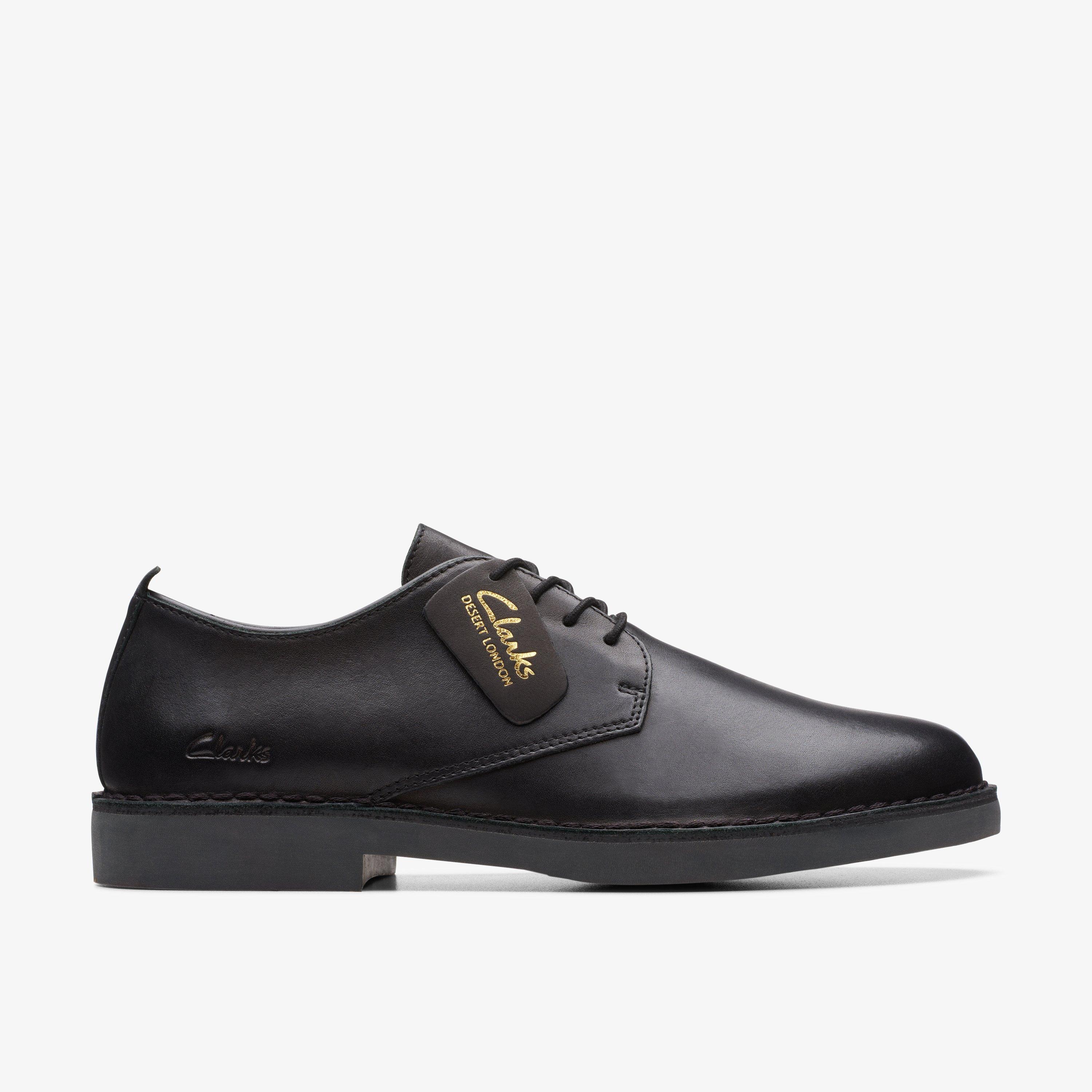 Mens Desert London Evo Black Leather Derby Shoes Clarks Outlet