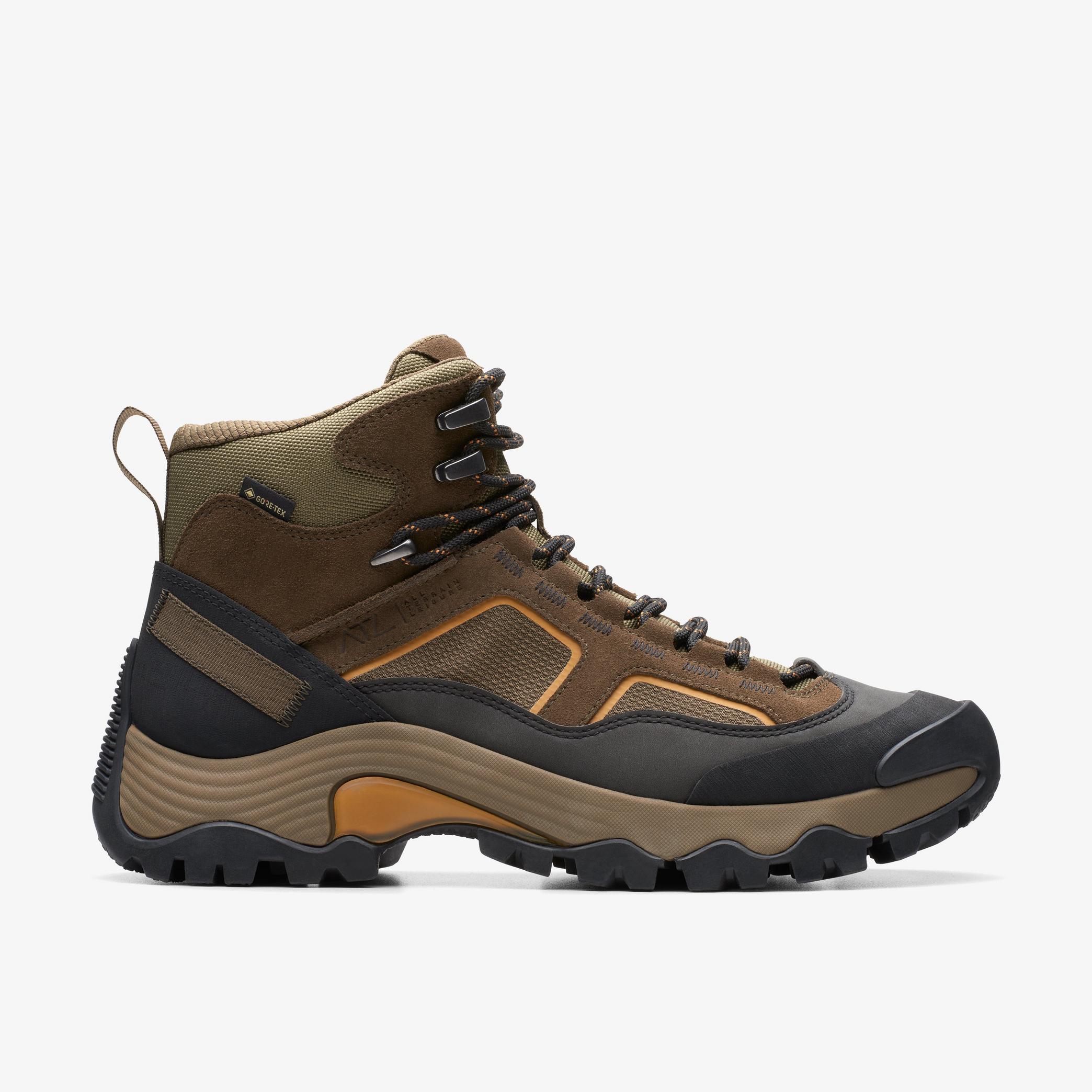 MENS ATL Hike Hi GORE-TEX Dark Olive Combination Sneakers | Clarks CA