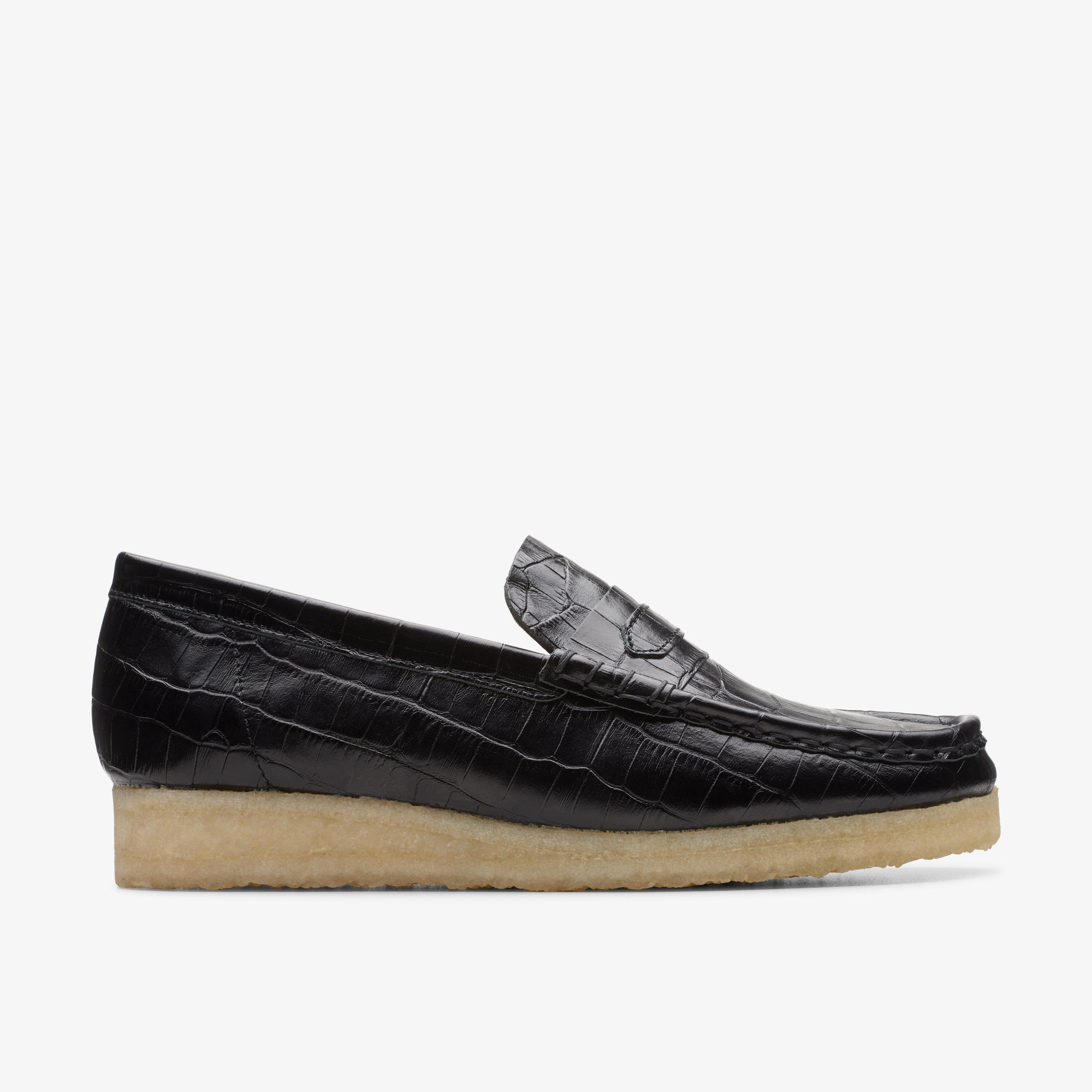 Wallabee Loafer Black Crocodile Wallabee Loafers Slip Ons, view 1 of 6