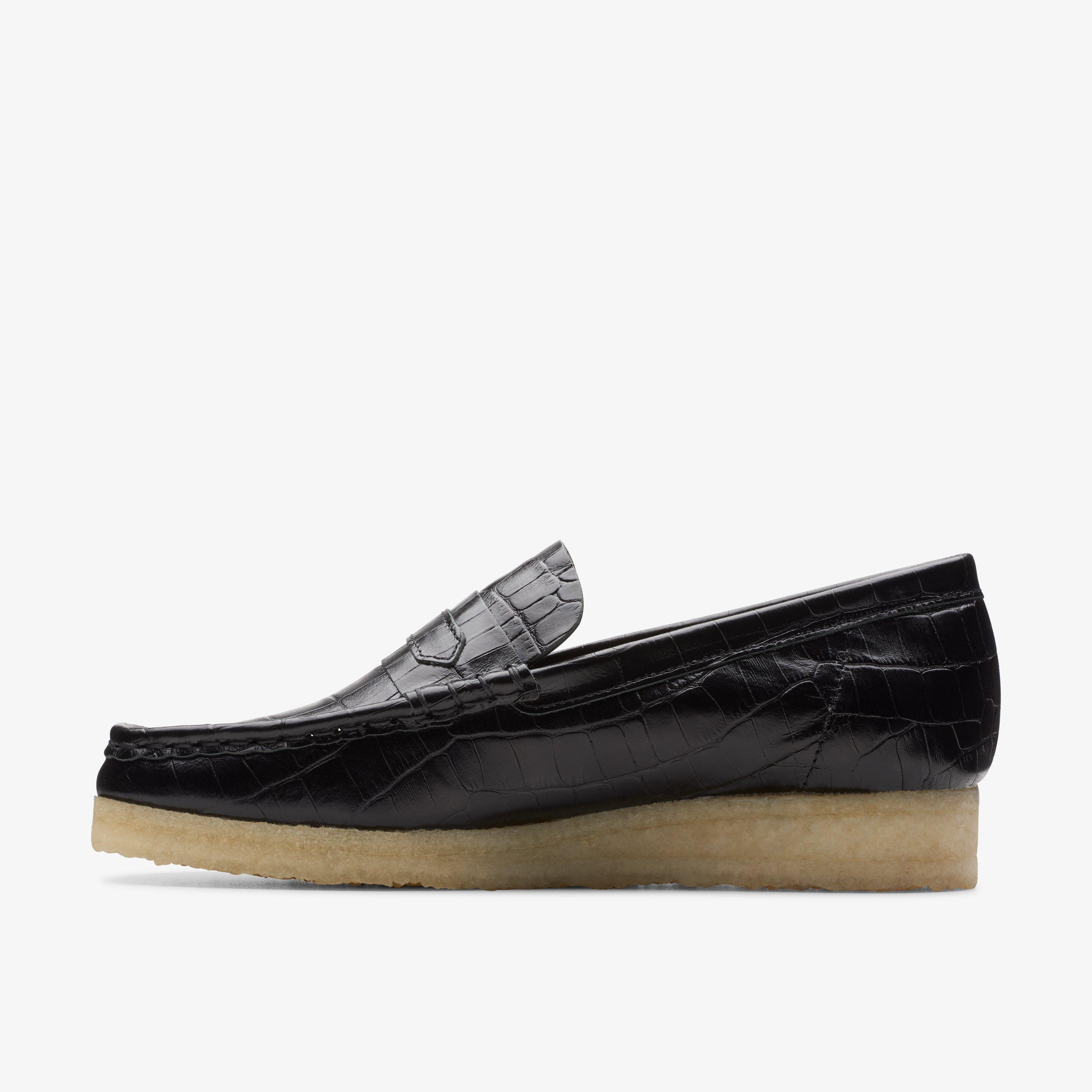 Wallabee Loafer Black Crocodile Wallabee Loafers Slip Ons, view 2 of 6