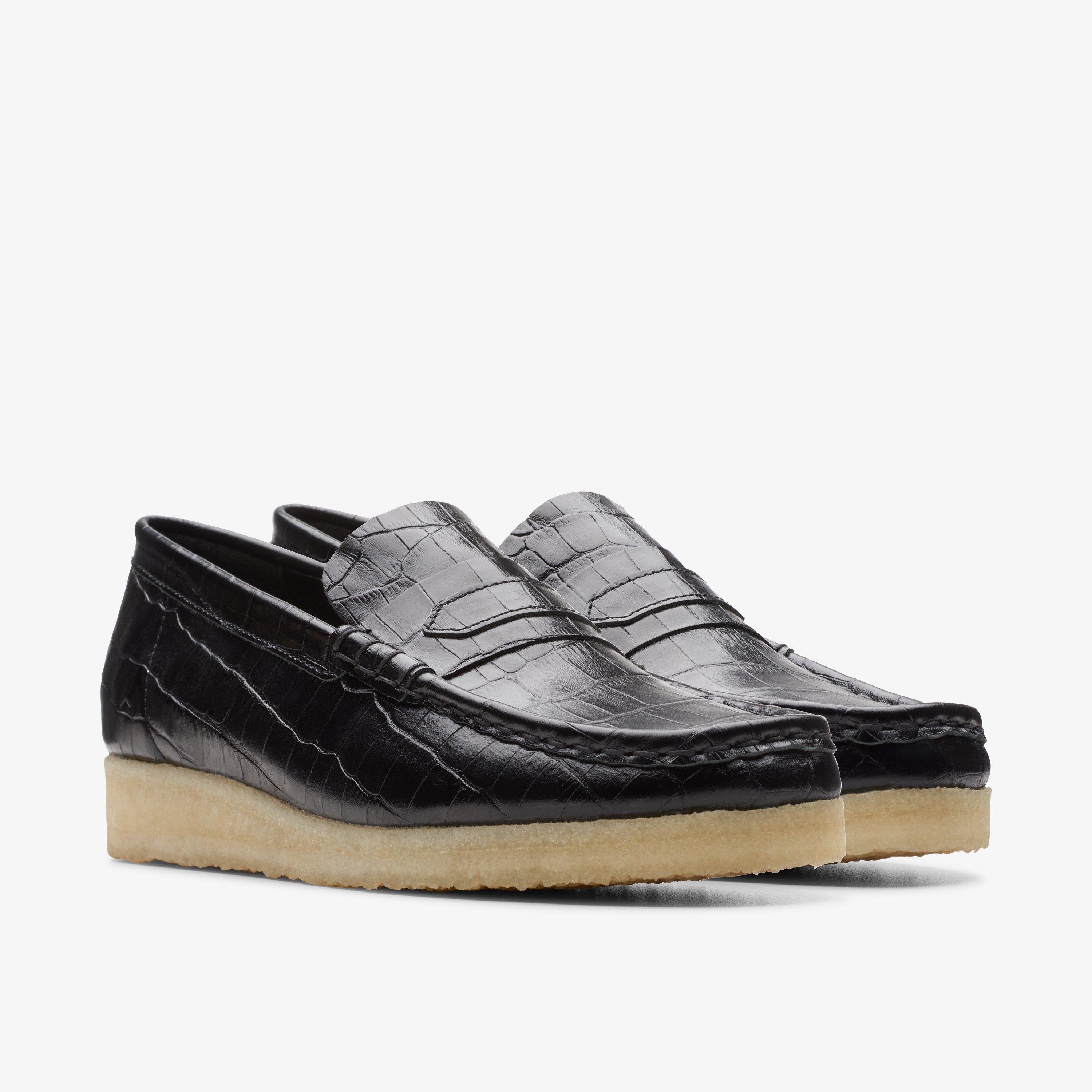 Wallabee Loafer Black Crocodile Wallabee Loafers Slip Ons, view 4 of 6