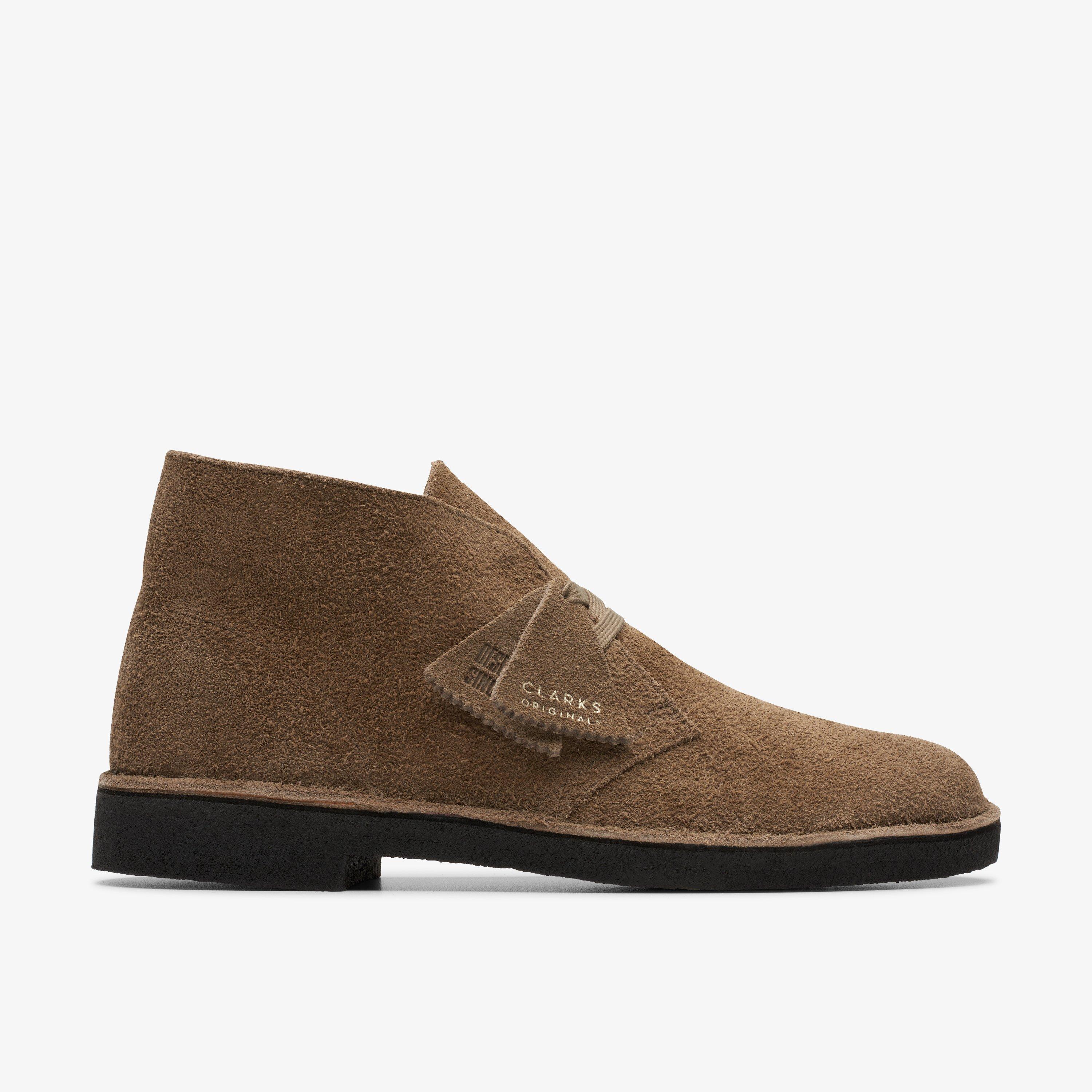 Grey suede clarks desert on sale boots