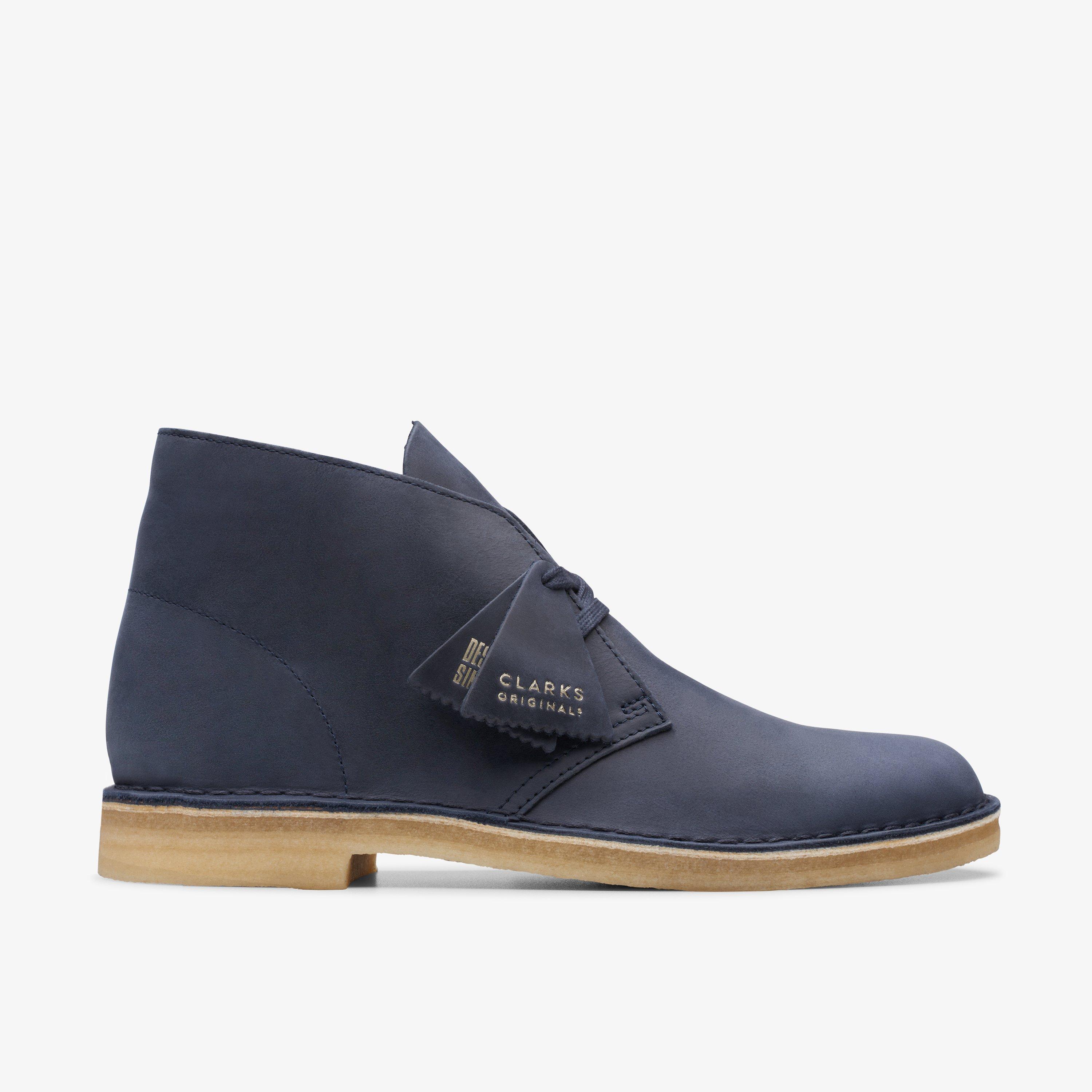 Men Navy Leather Desert Boots | Clarks US