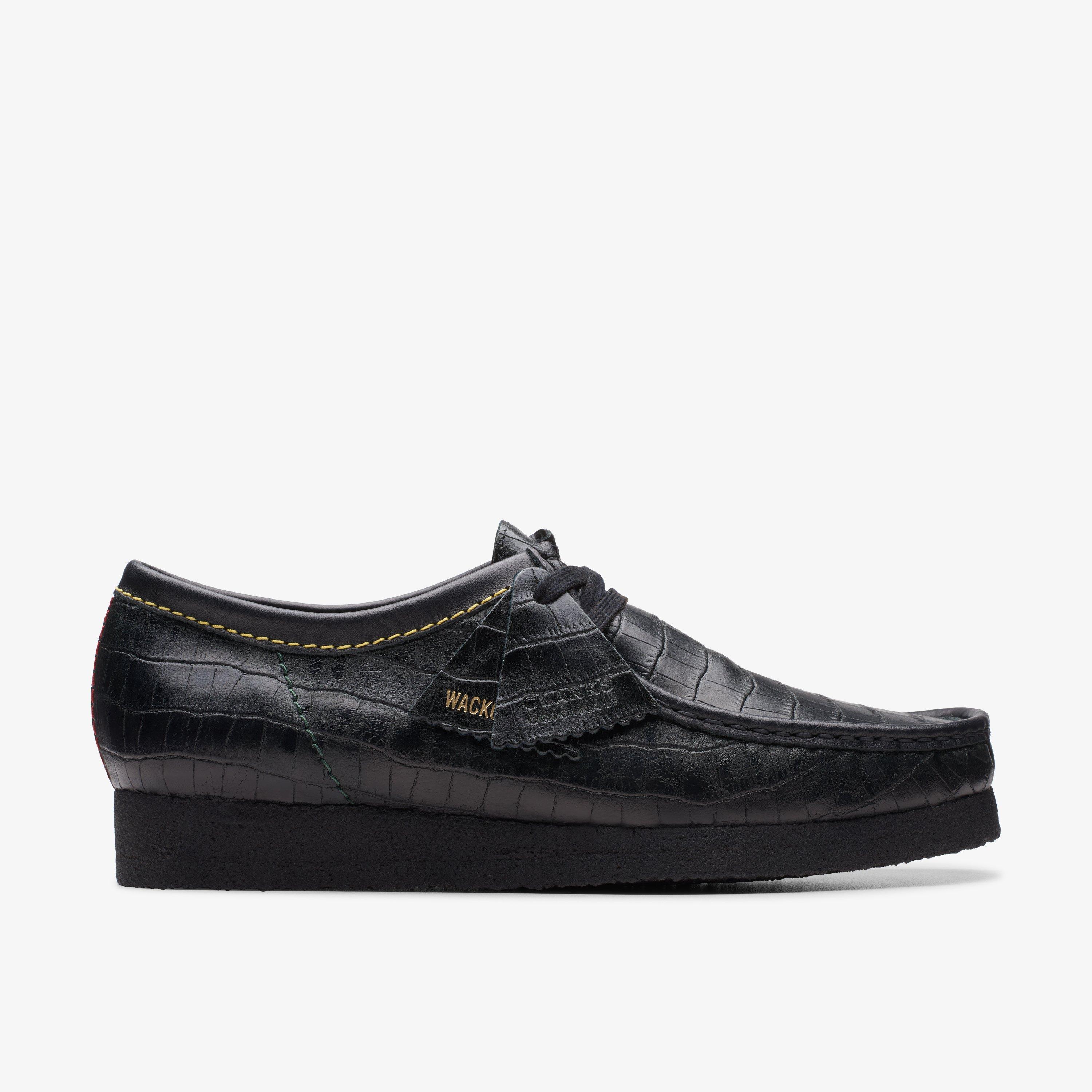 Mens Wallabee Black Croc Shoes | Clarks UK