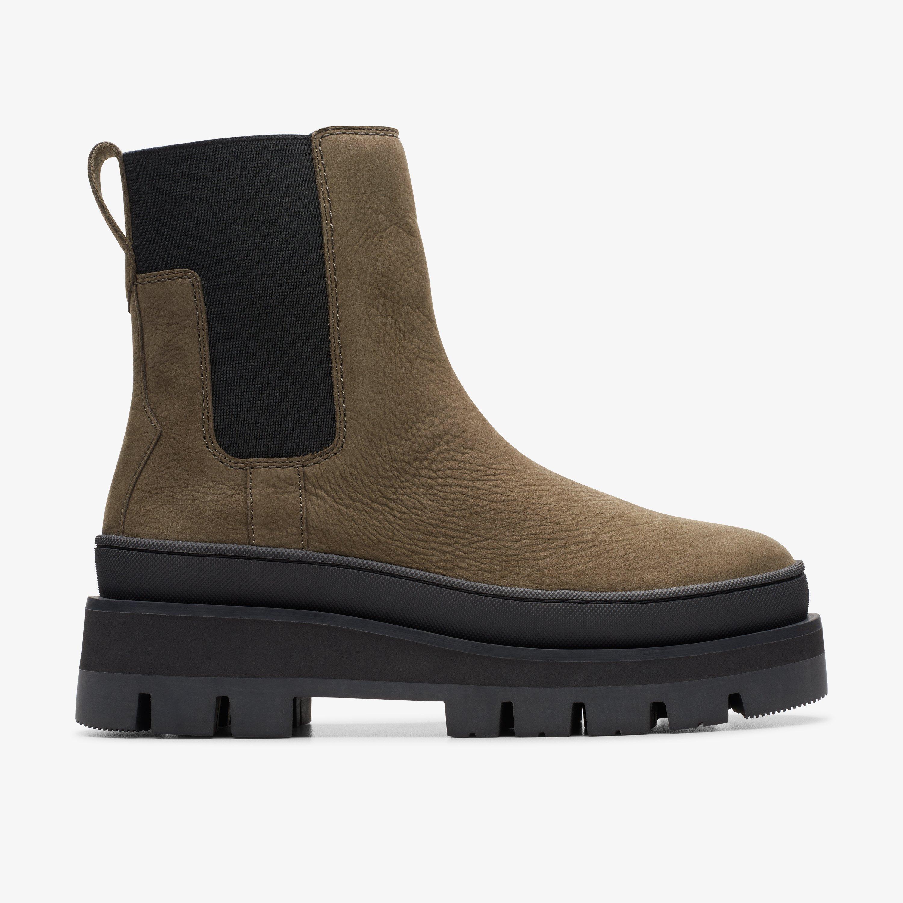 Womens Orianna 2 Top Dark Olive Nubuck Chelsea Boots | Clarks UK